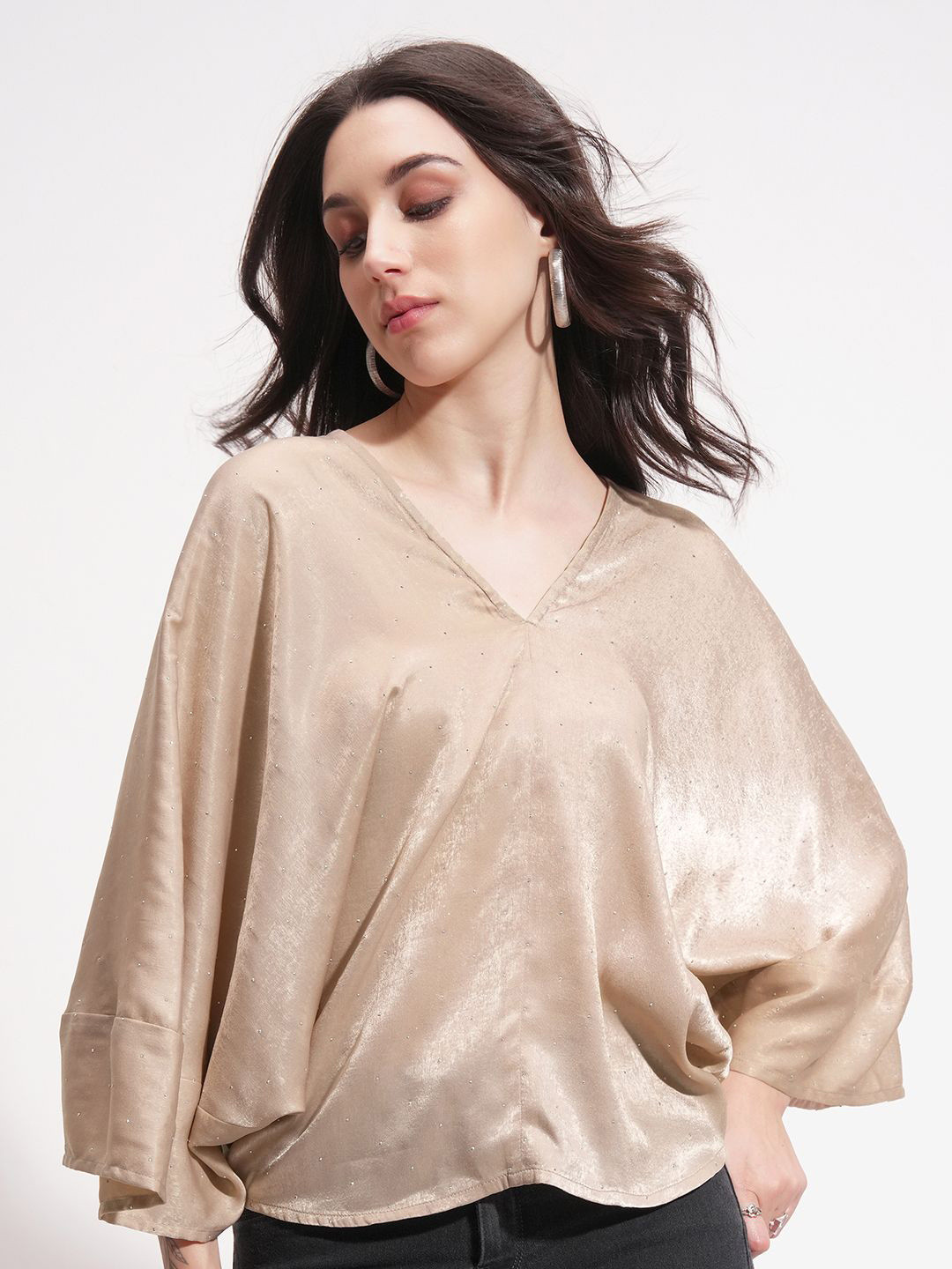 ESPYR By Tokyo Talkies Women Embellished Studded Dolon Sleeve Regular Top