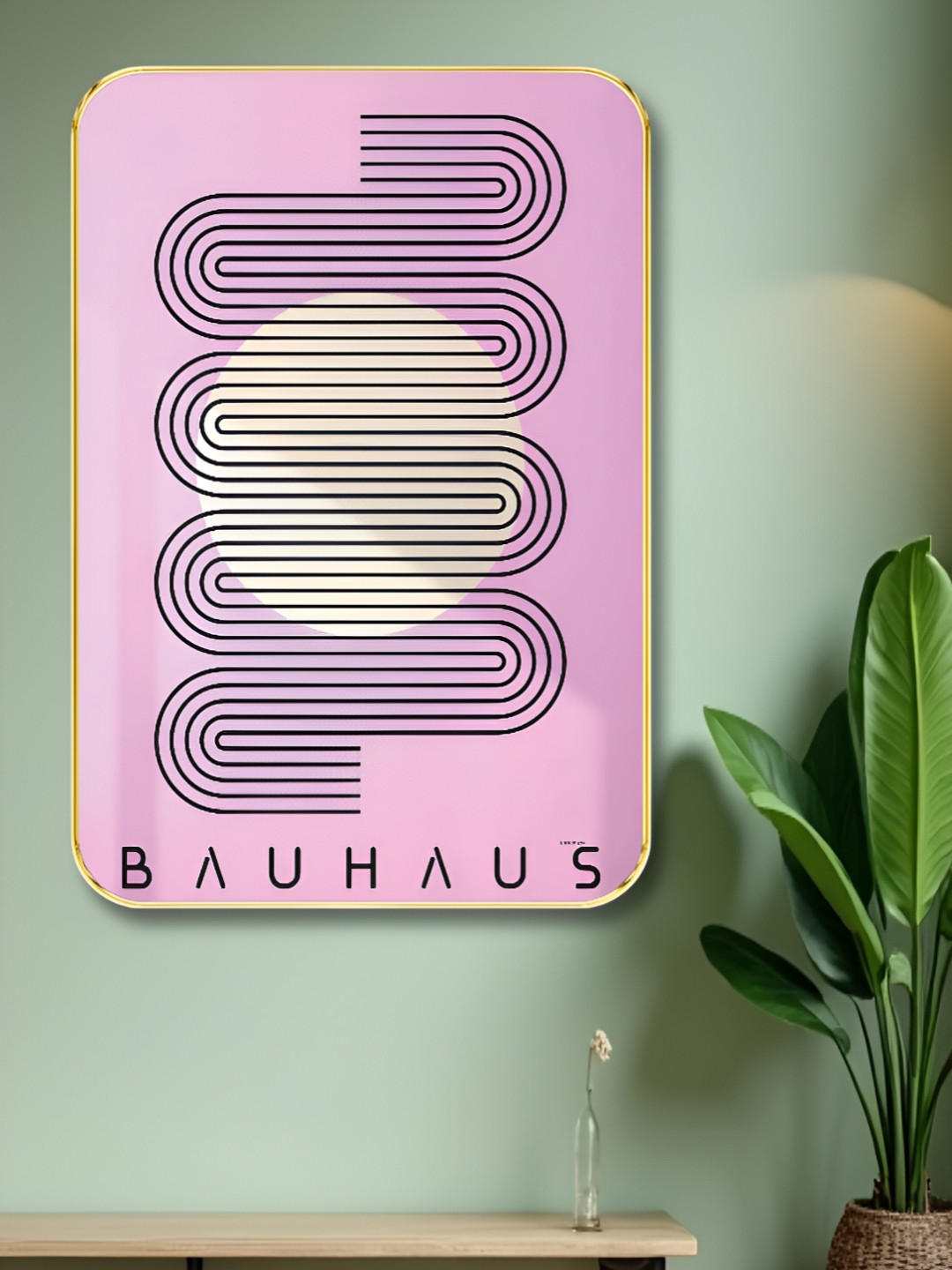 Livin'luxe Pink & Black Geometric Line Printed Wall Art