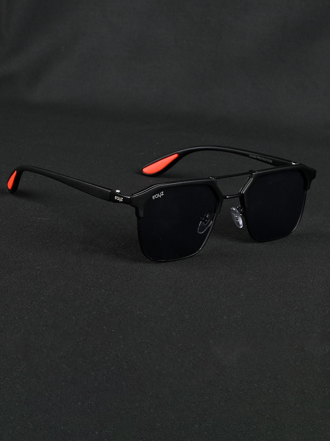 Irayz Unisex UV Protected Lens Square Sunglasses Rari-Full-Black