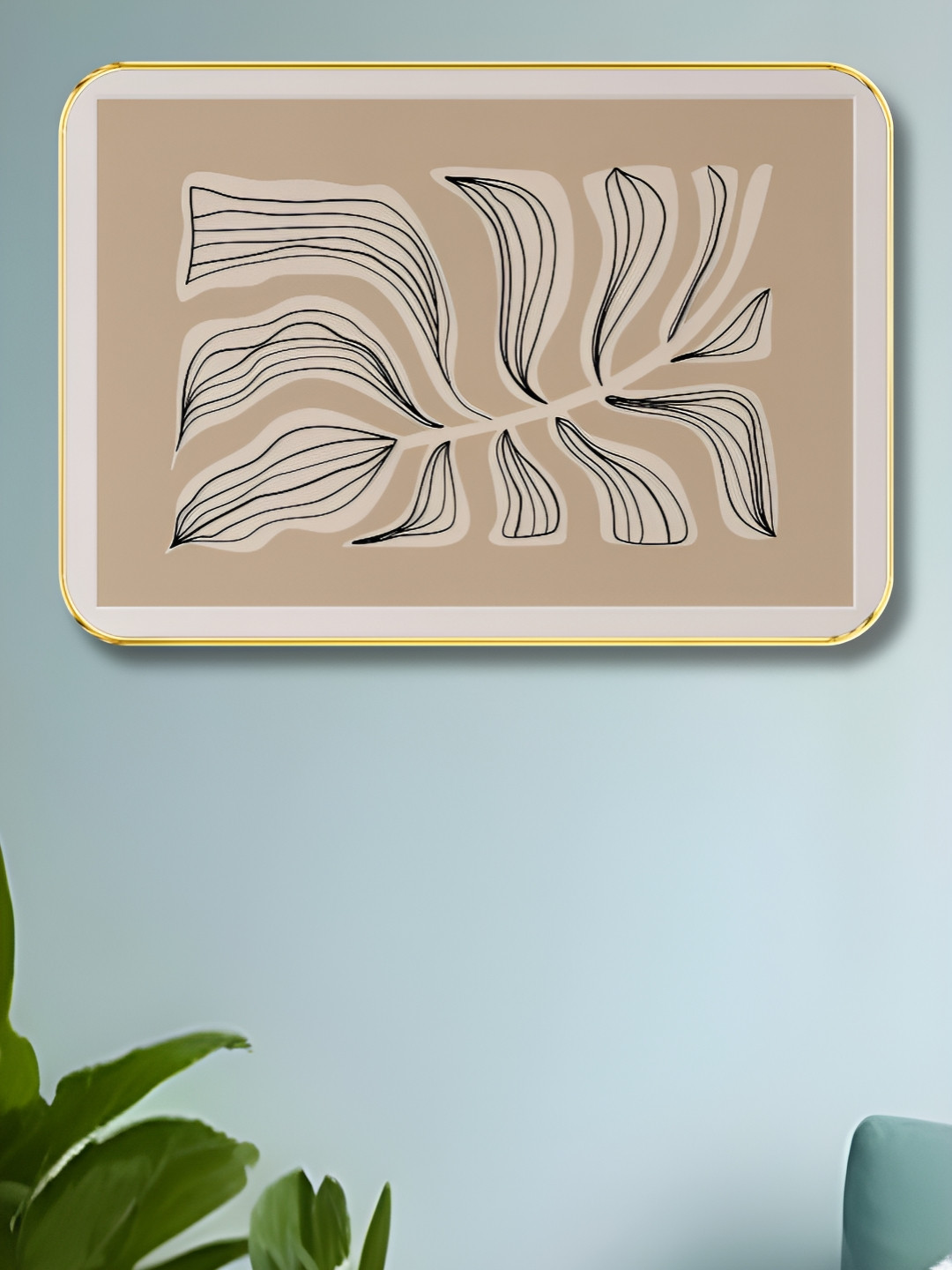 Livin'luxe Beige & Black Botanical Printed Wall Art