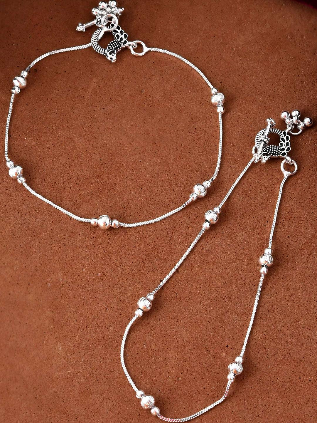 Sangria Stainless Steel Silver-Plated Anklet