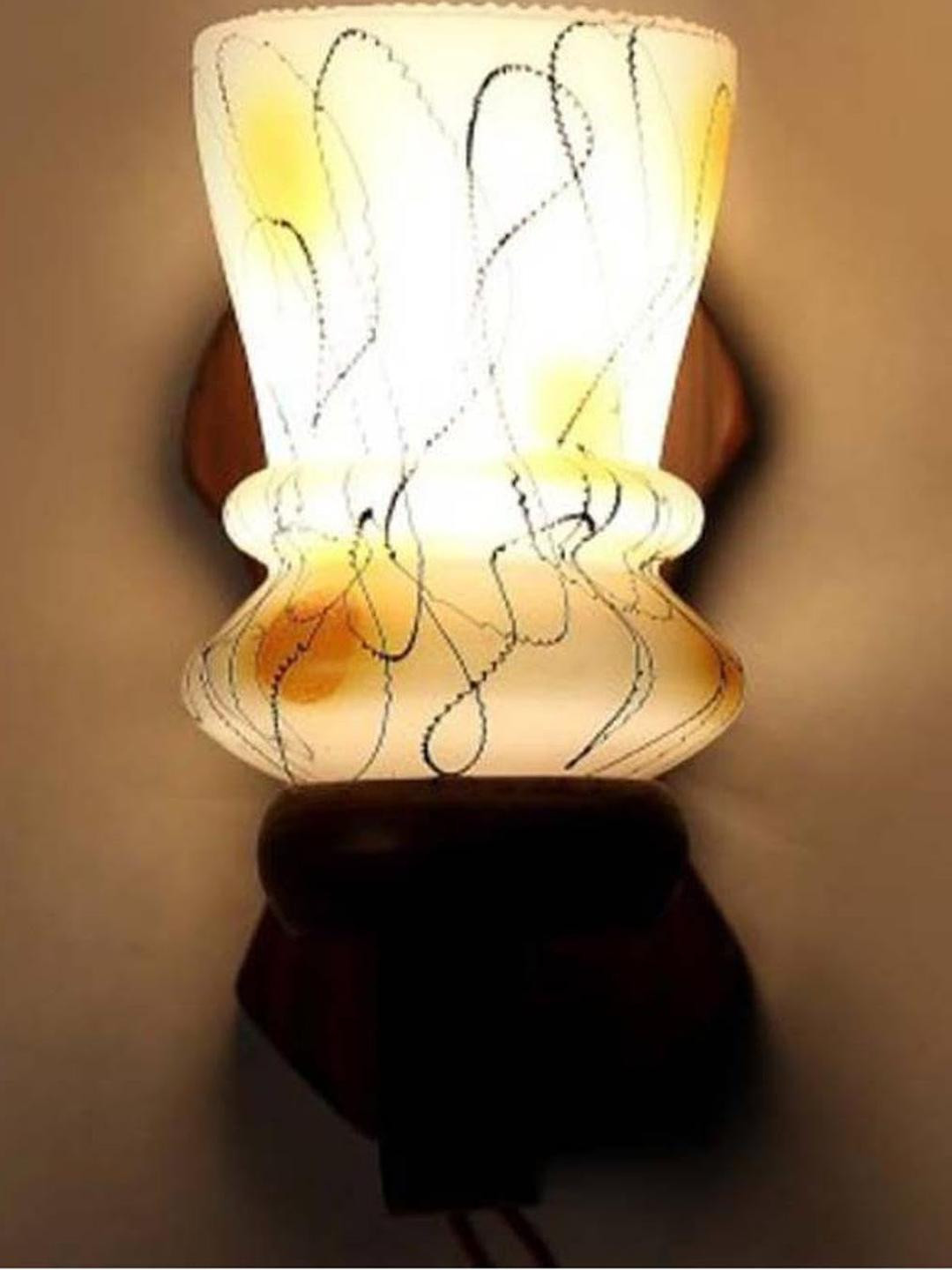 Somil Premium Designer Glass  Wall / Night  Lamp  Elegant  & Stylish Dcor Accent for Modern Interiors, color, Black, Yellow, White, Size:- 19 X 25 X 28 CM