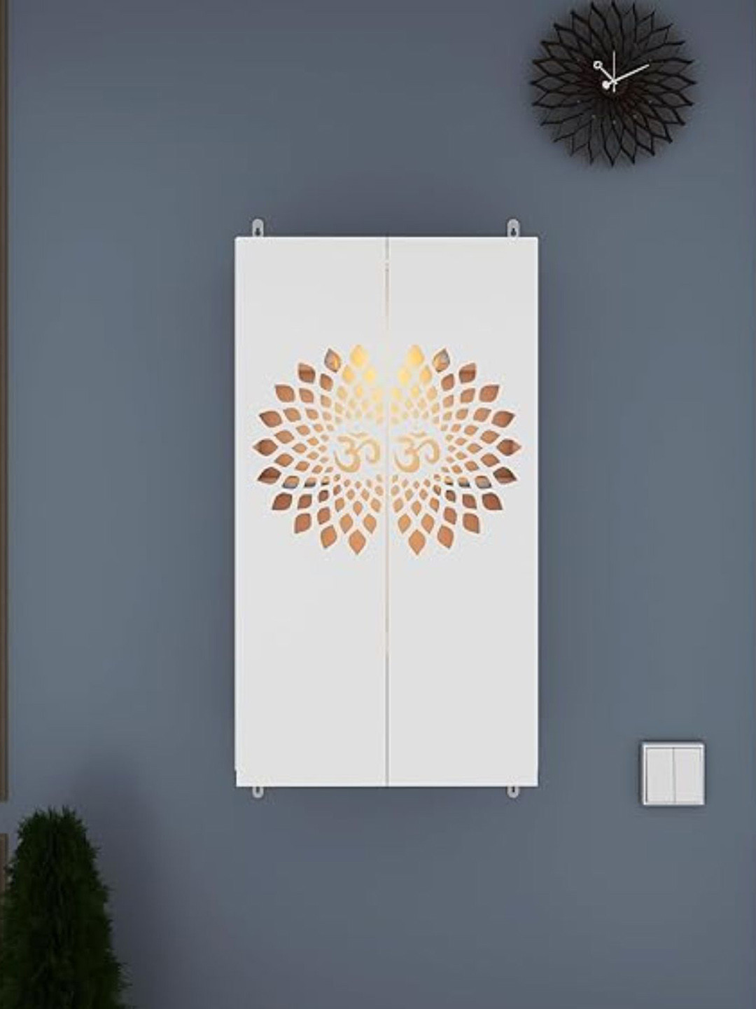 ANIKAA White Engineered Wooden Wall Mount Home Temple