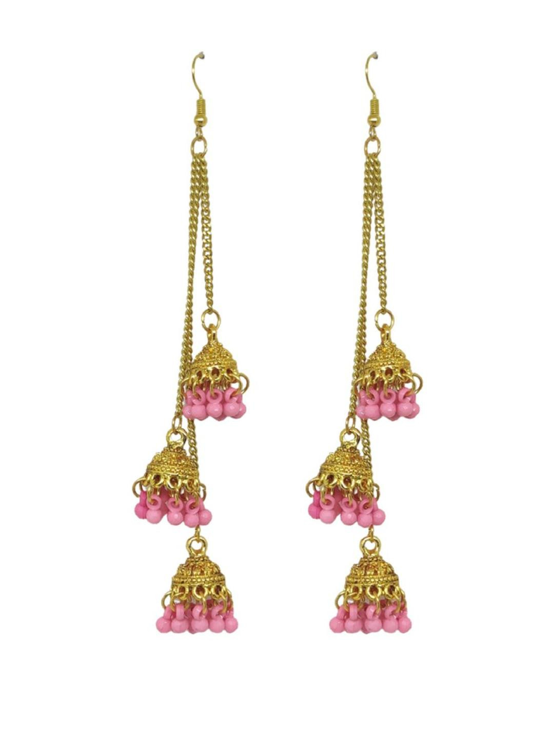 Weariton Gold-Plated Beaded German Silver Jhumkas