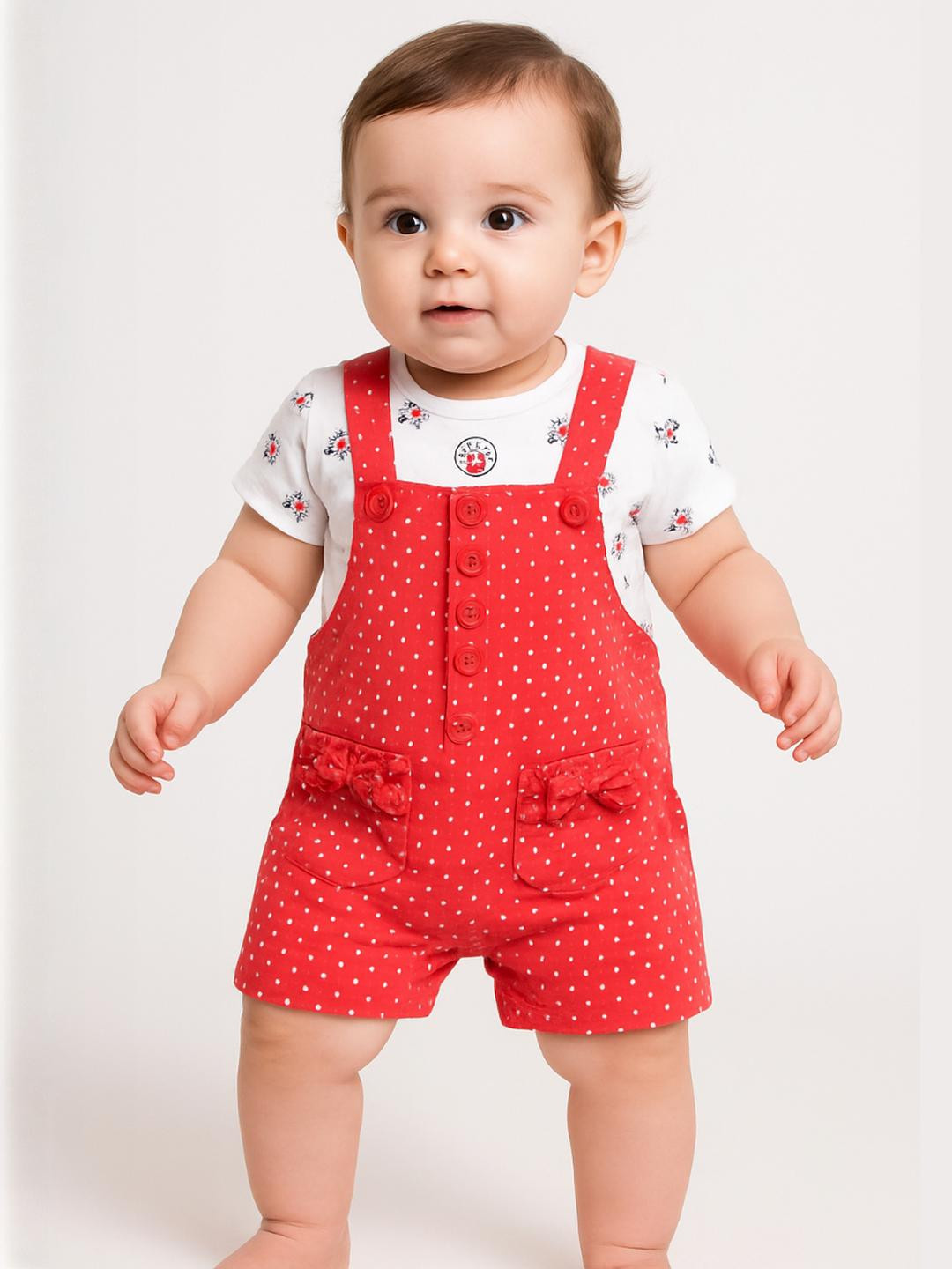 BURBN Red Kids Comfortable dungarees