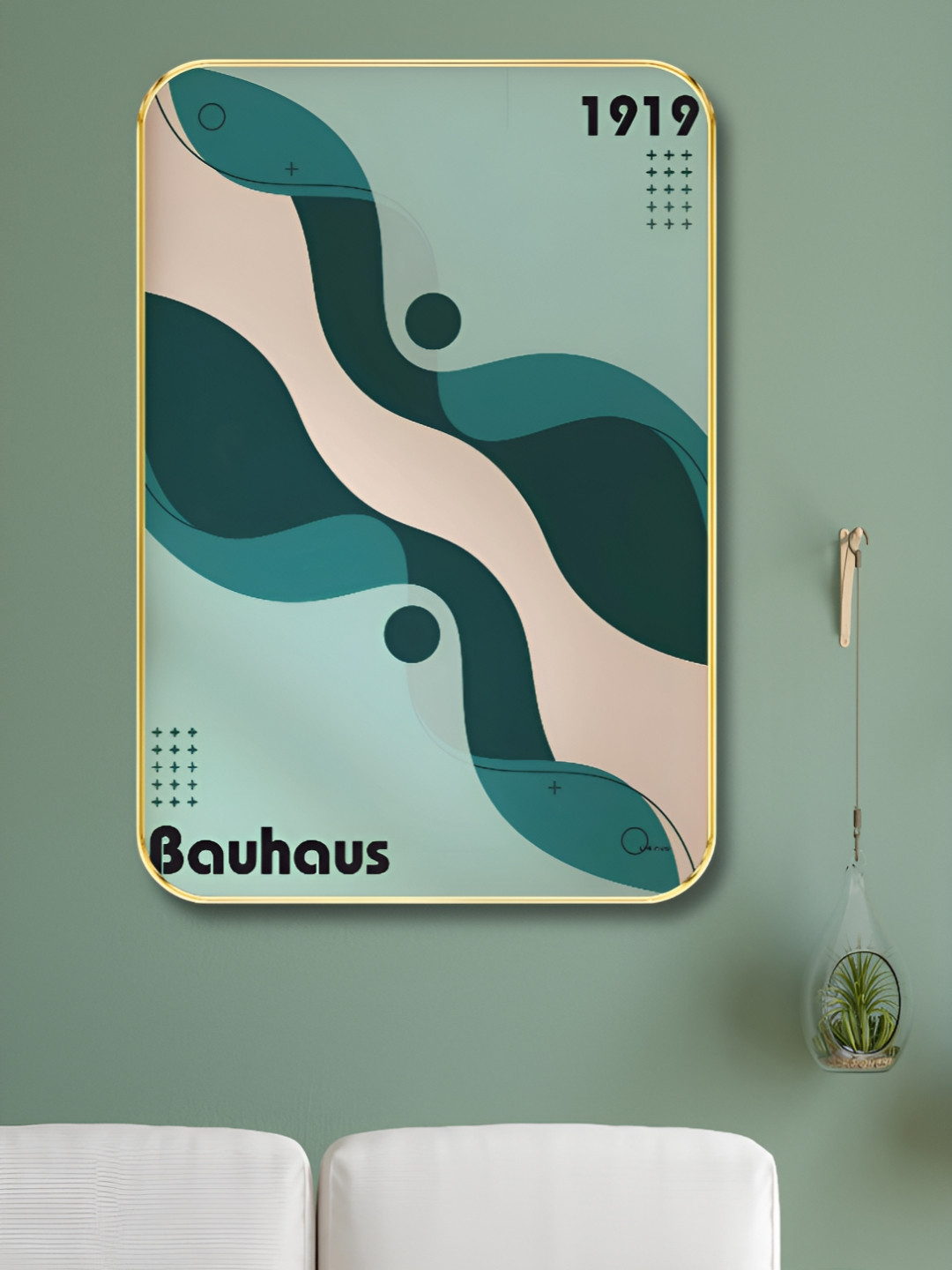 Livin'luxe Teal & Pink Bauhaus 1919 Printed Wall Art