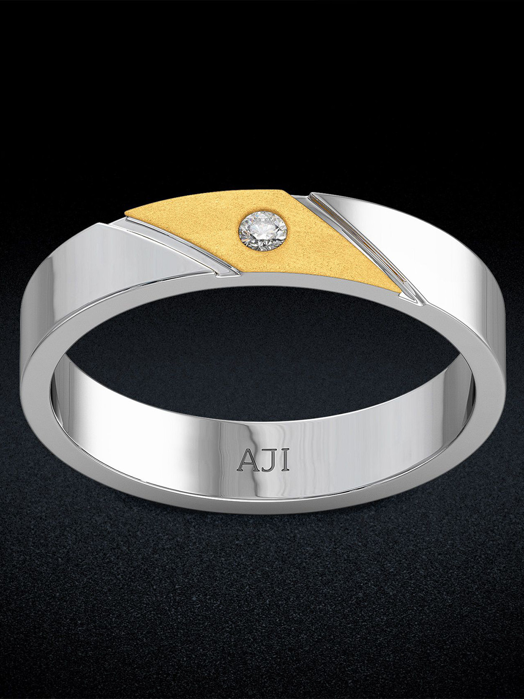 Joyalukkas Diagonal Gold Elegance Womens 18 Kt Gold Diamond Ring