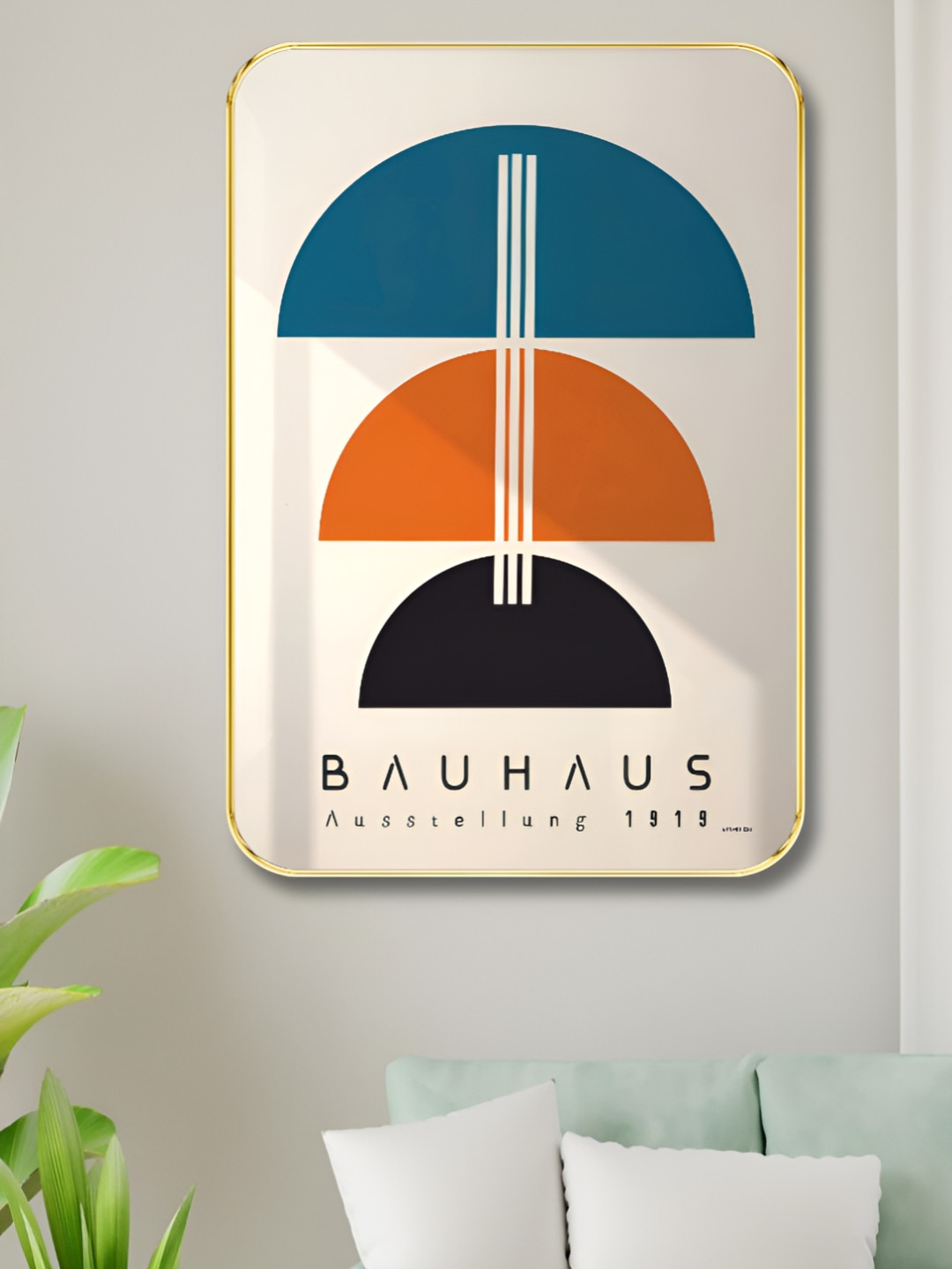 Livin'luxe White & Blue Bauhaus Ausstellung Printed Wall Art