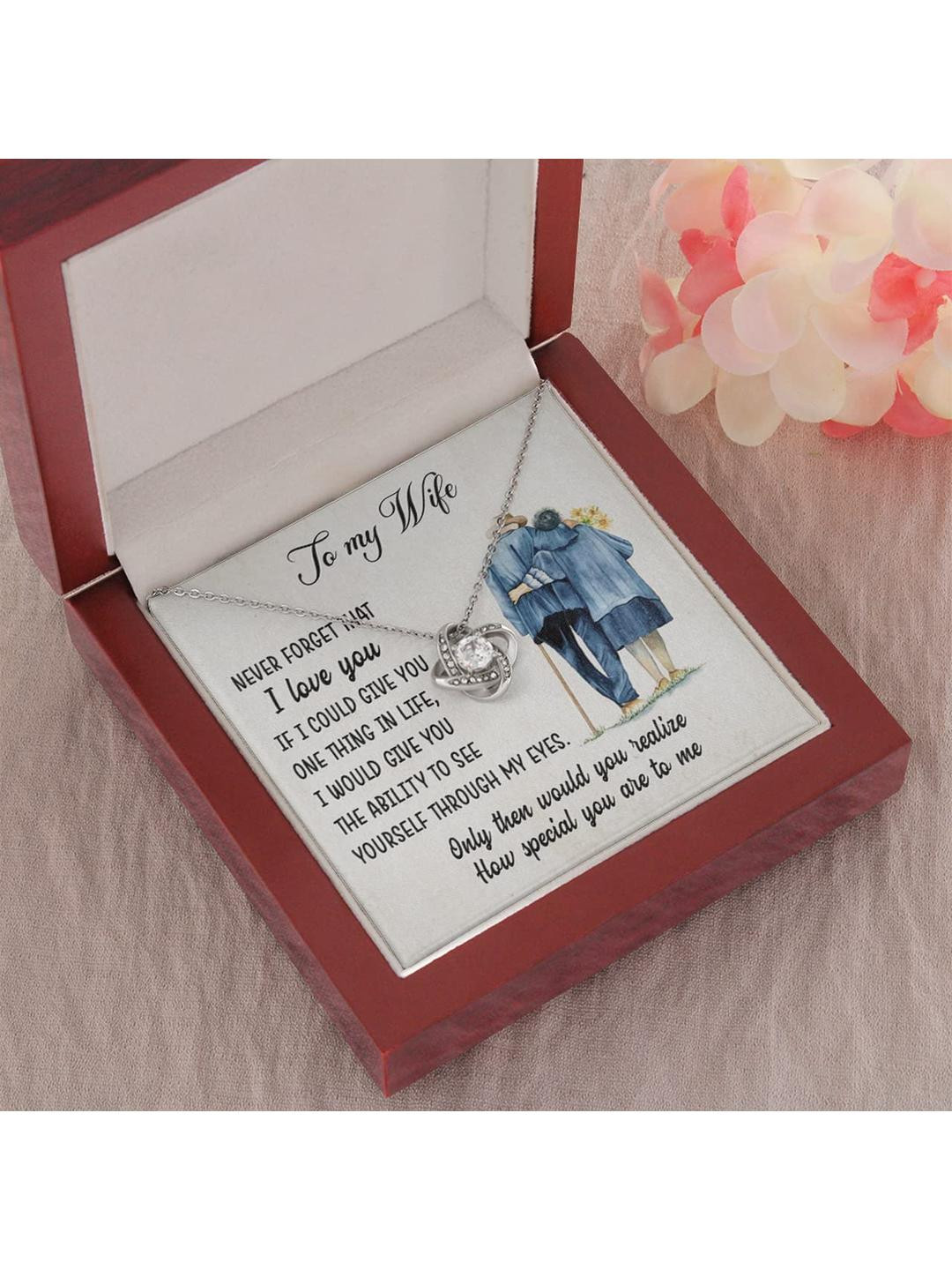 Sterling Silver Gift Wife Necklace, Anniversary Gift For Wife Necklace, To My Wife Gift Romantic