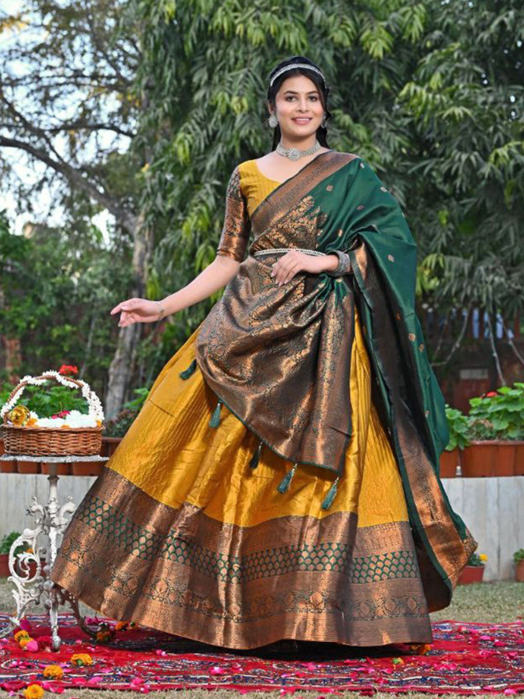 Vanshaft Collection Woven Design Ready to Wear Lehenga & Unstitched Blouse With Dupatta