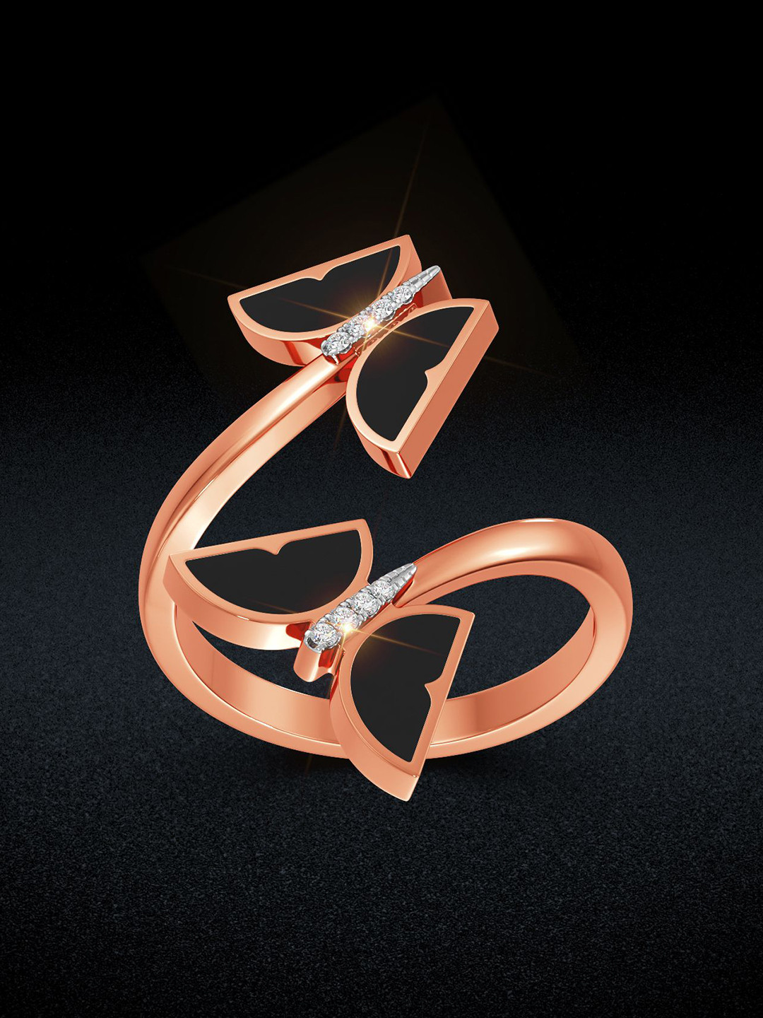 Joyalukkas Black Flare Butterfly Diamond Ring