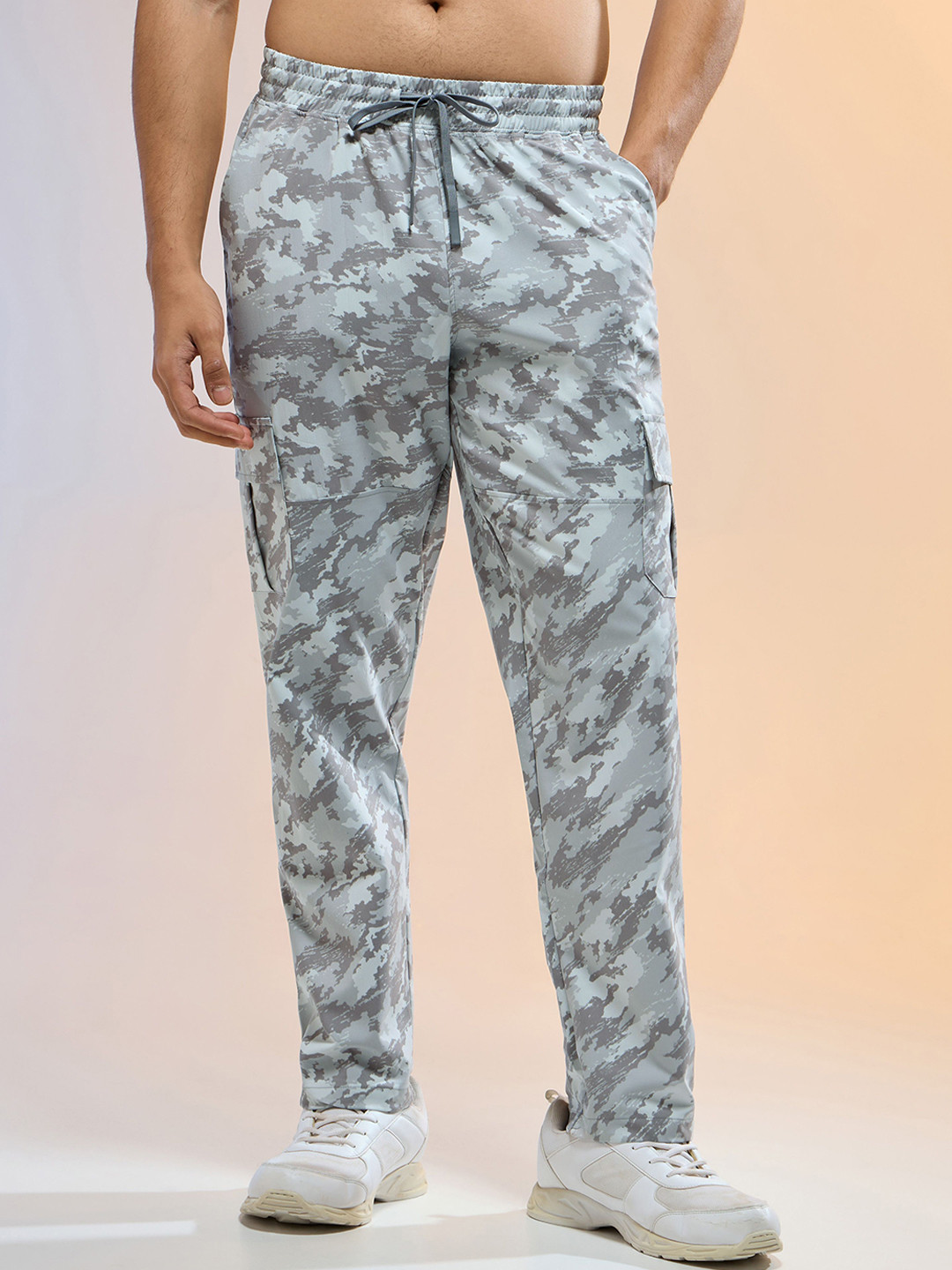 Technosport Men Printed Straight Fit  Sports Cargo Trackpants with TS LYTRA