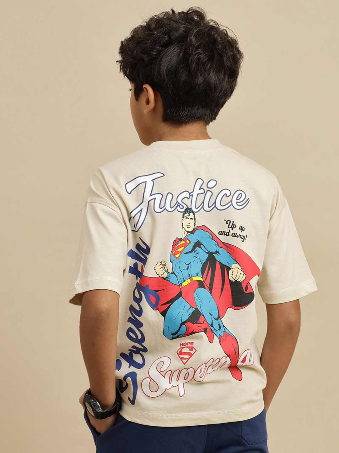 Kids Ville Boys Superman Printed Oversized Tshirt