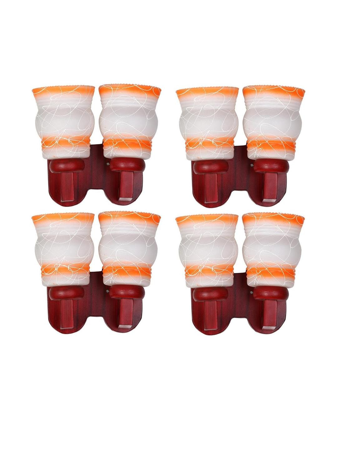 Somil Premium Designer Glass Wall / Night Lamp  Elegant & Stylish Dcor Accent for Modern Interiors, color- Orange, White, Size, 30 X 26 X 29.5 CM