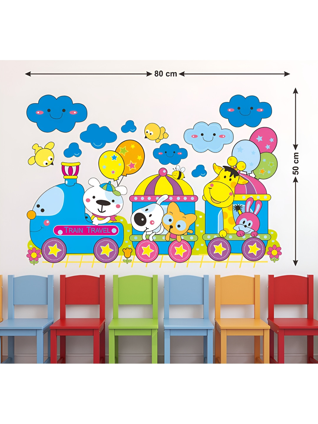LANSTICK Blue & Yellow Cartoon Printed Heat Resistant Wall Sticker