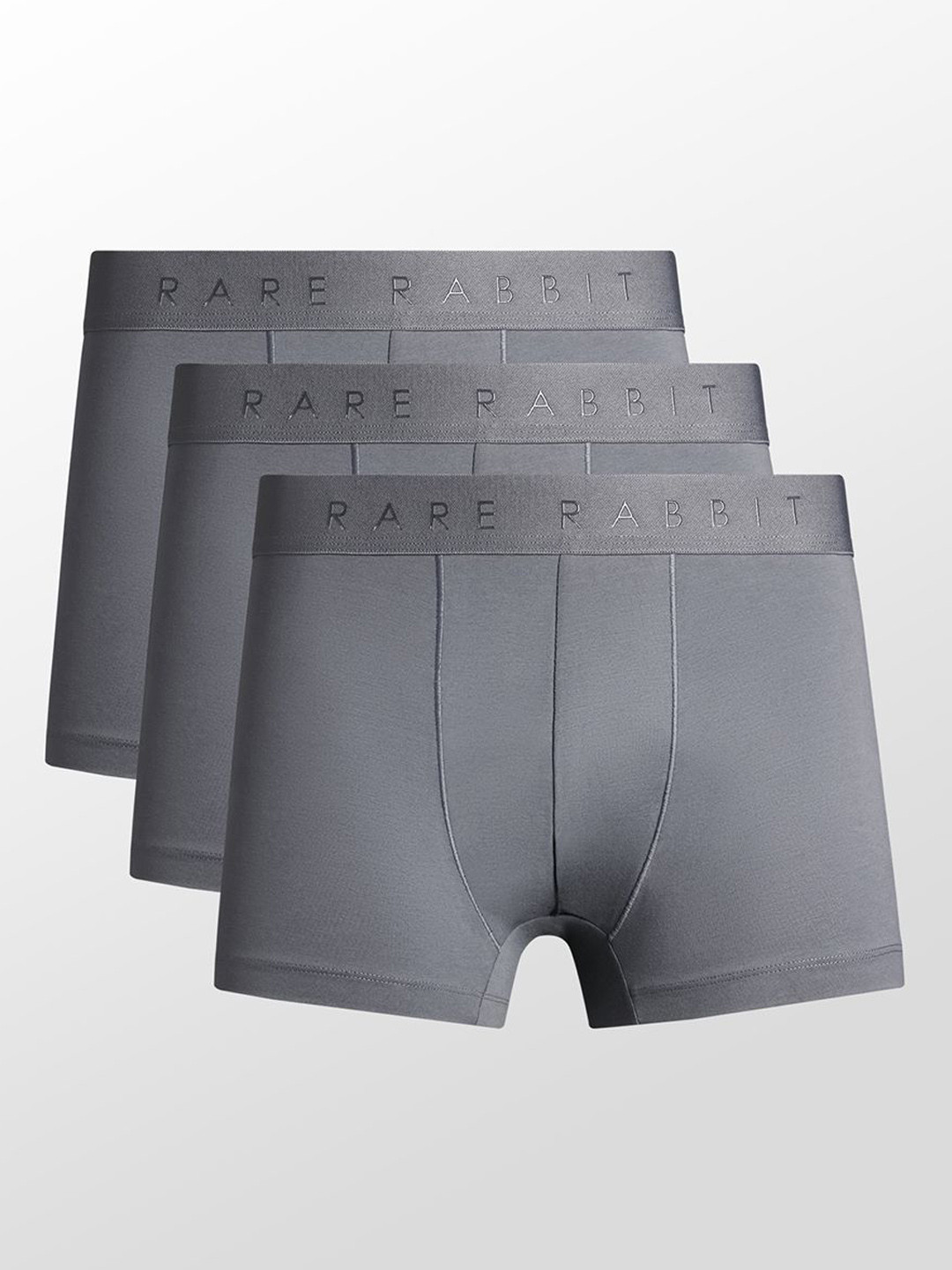 RARE RABBIT Pack Of 3 Cotton Stretch Short Trunks CLOSE PRIMARY GREY