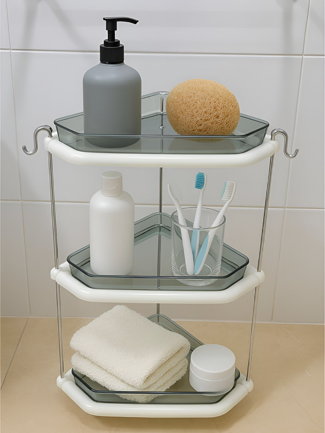 Cortina Foldable Triangle 1 Piece 3 Layer Bathroom Shelf