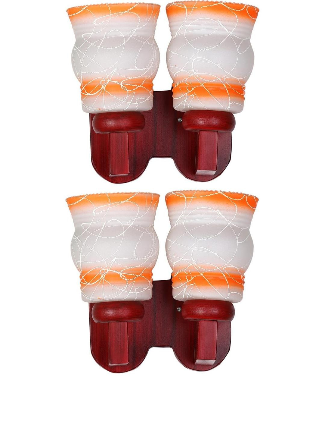 Somil Premium Designer Glass Wall / Night Lamp  Elegant & Stylish Dcor Accent for Modern Interiors, color- Orange, White, Size, 30 X 26 X 29.5 CM