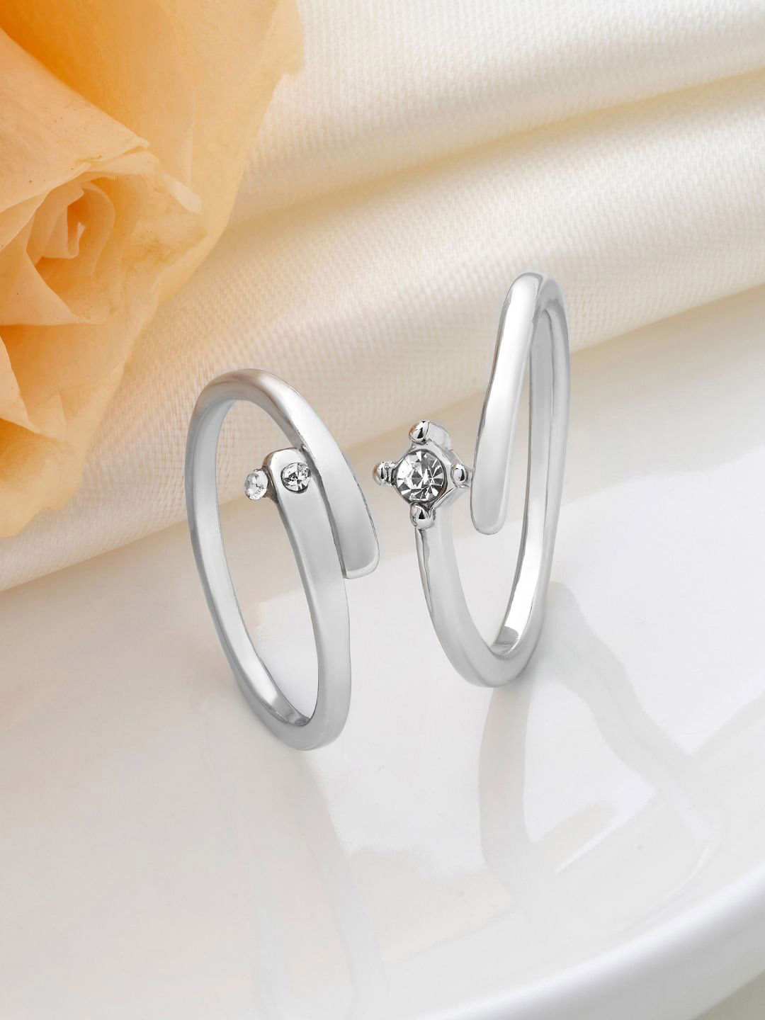 JOKER & WITCH Set Of 2 Stones Studded Erik & Christine Diamond Couple Rings