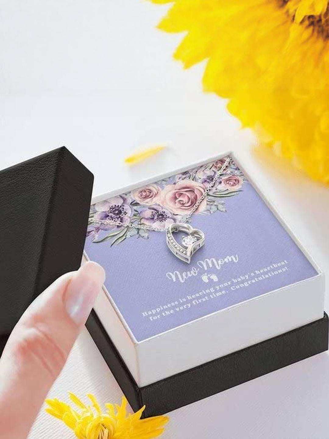 Sterling Silver Gift MOM NECKLACE, NEW MOM HAPPINESS VERY FIRST TIME FOREVER LOVE NECKLACE GIFT FOR