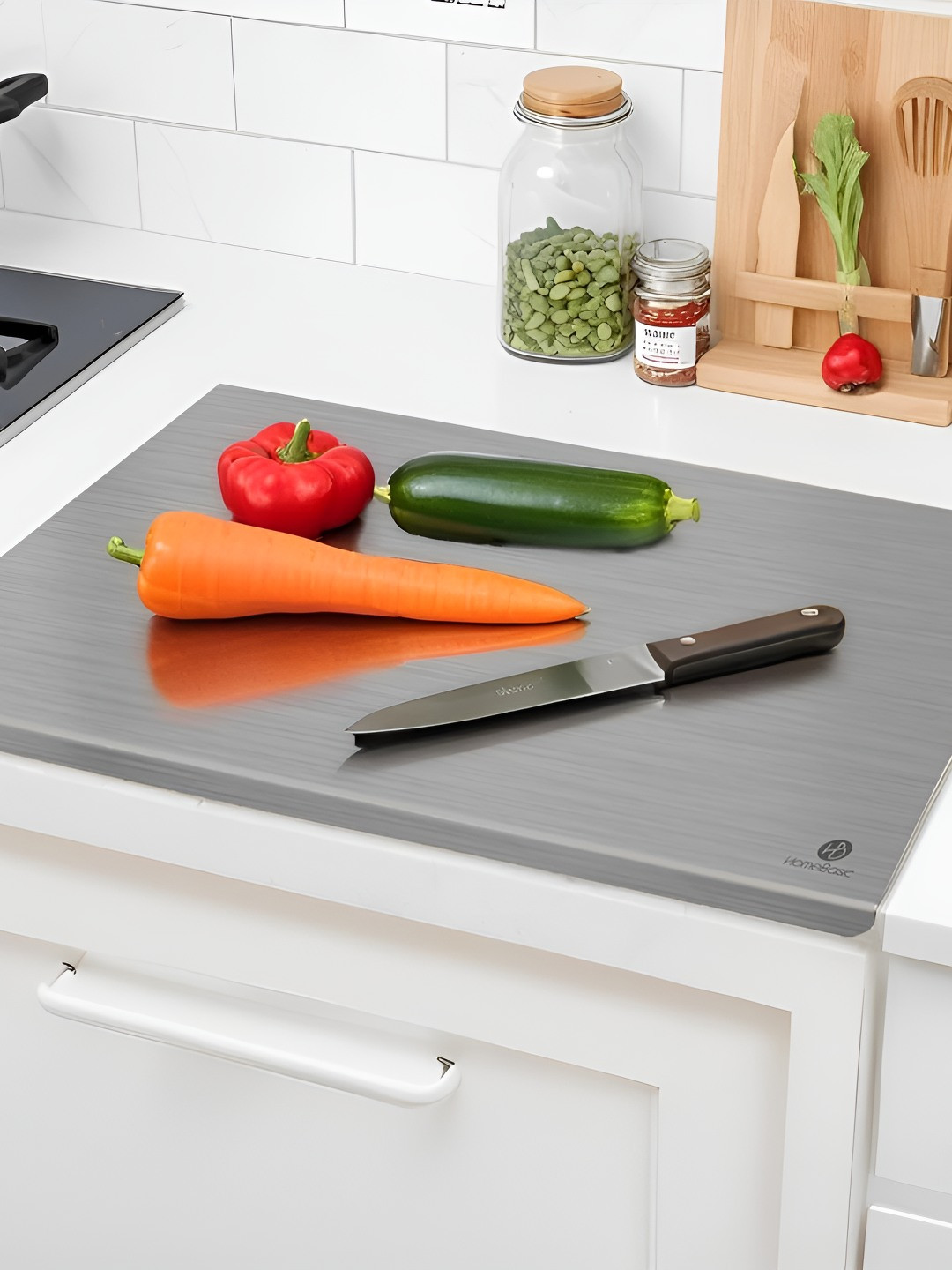 HOMEBASIC Grey 2025 Stainless Steel Chopping Board
