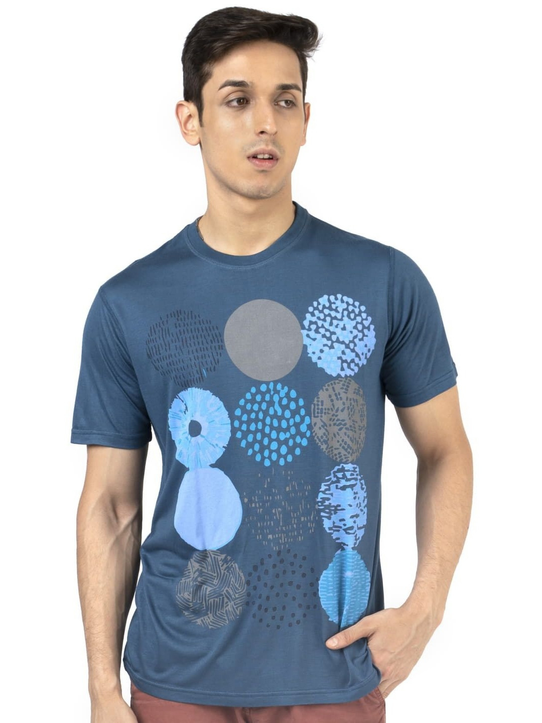 THIRD ELEMENT Pure Bamboo Printed Round Neck Regular Fit T-Shirt