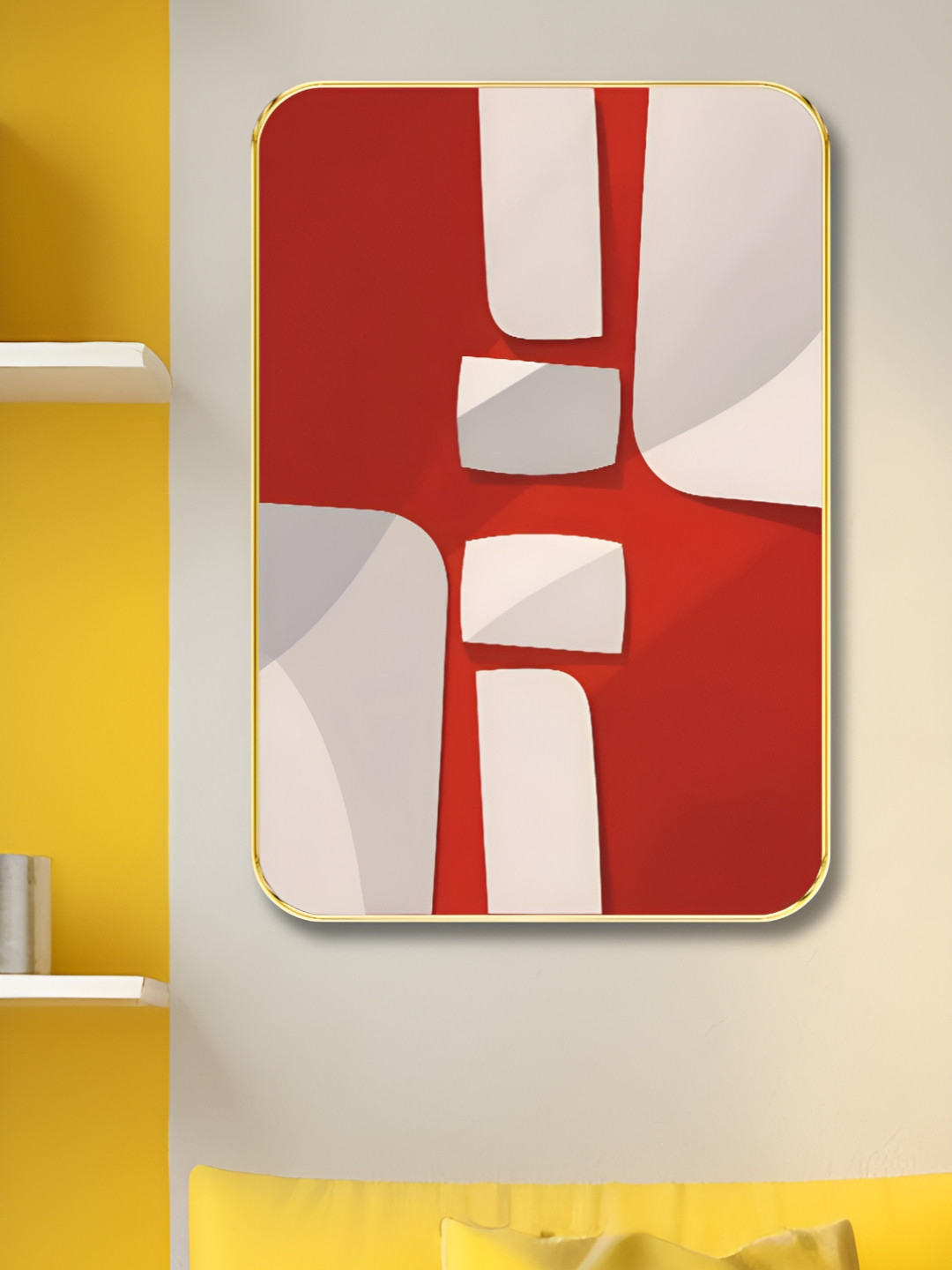 Livin'luxe Red & White Bold Red Abstract Printed Wall Art