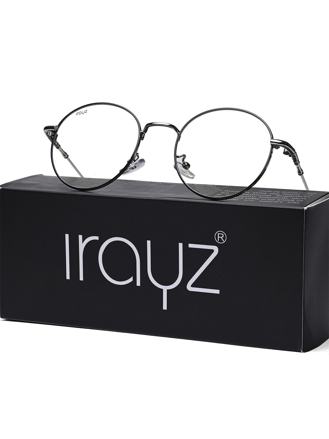 Irayz Unisex Full Rim UV Protected Round Sunglasses 3167-Silver-Black