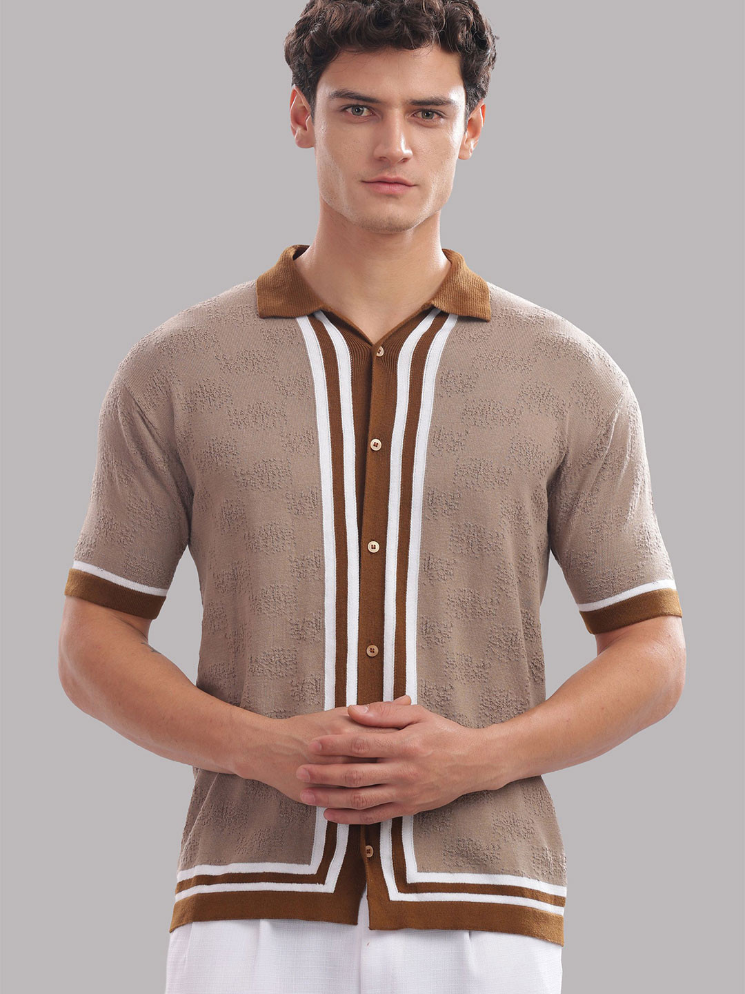 OUTLAWS Standard Multi Stripes Spread Collar Pure Cotton  Shirt