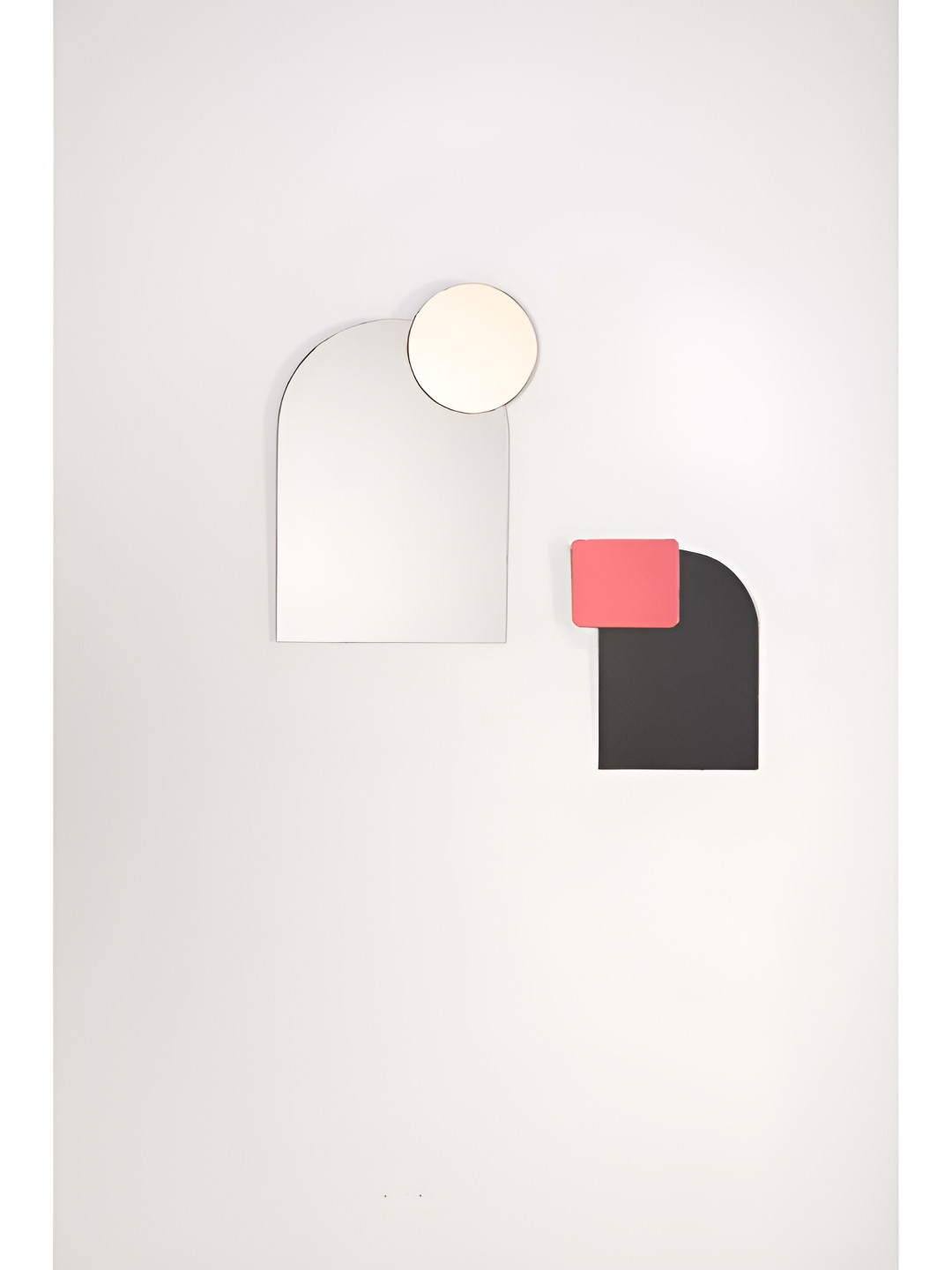 FREEDOM TREE Dome Pink & Silver 2 Pieces Dome Arch-Like Shaped Glass Wall Mirror