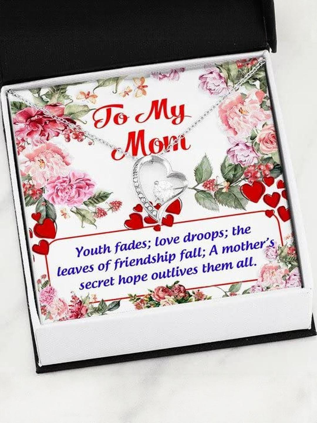 Sterling Silver Gift MOM NECKLACE, A MOTHERS SECRET HOPE OUTLIVES THEM ALL FOREVER LOVE NECKLACE FO