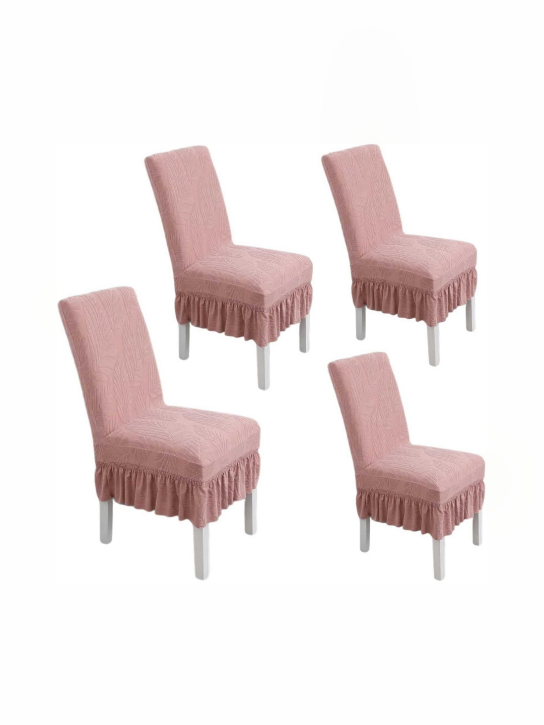 hargunz Pink 4 Pieces Textured Chair Covers