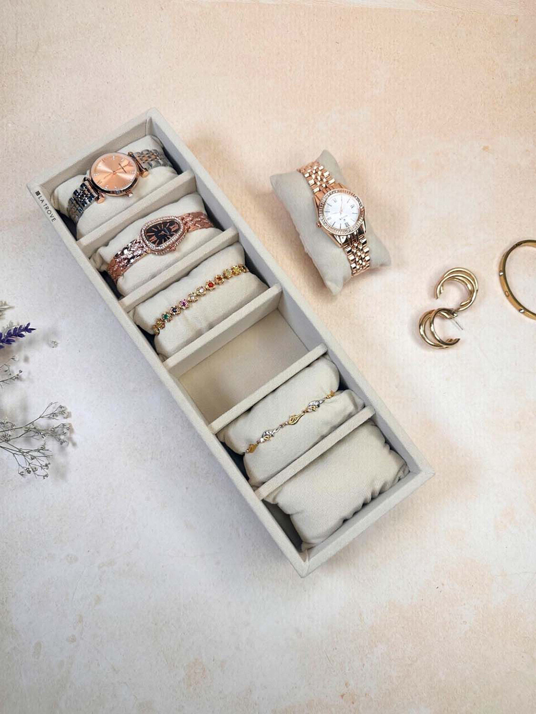 La Trove Premium 6 Slot Watch Organizer Sleek Tray