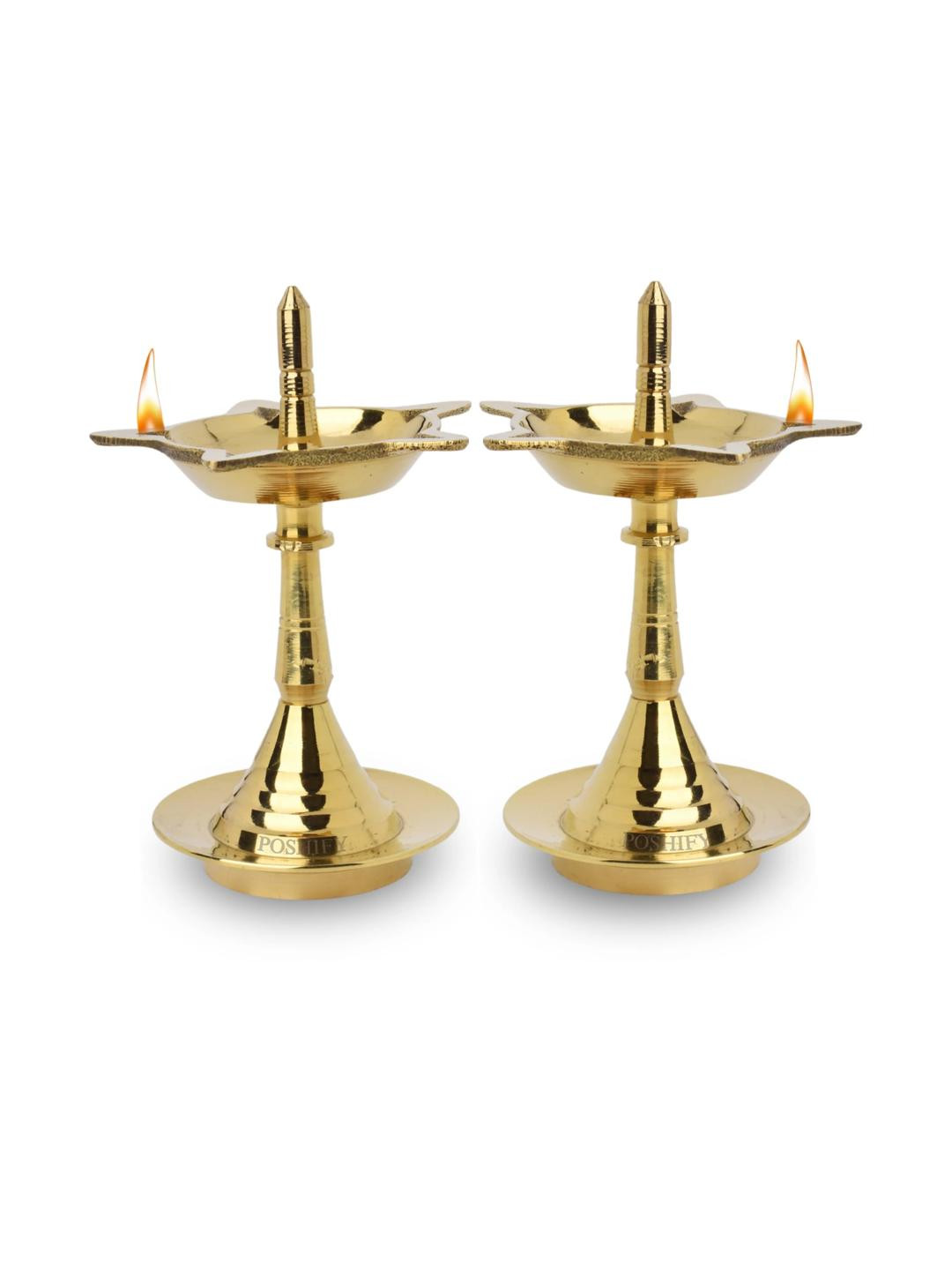 POSHIFY Mysore Batti Deep - Exquisite 5-Diya Brass Holder