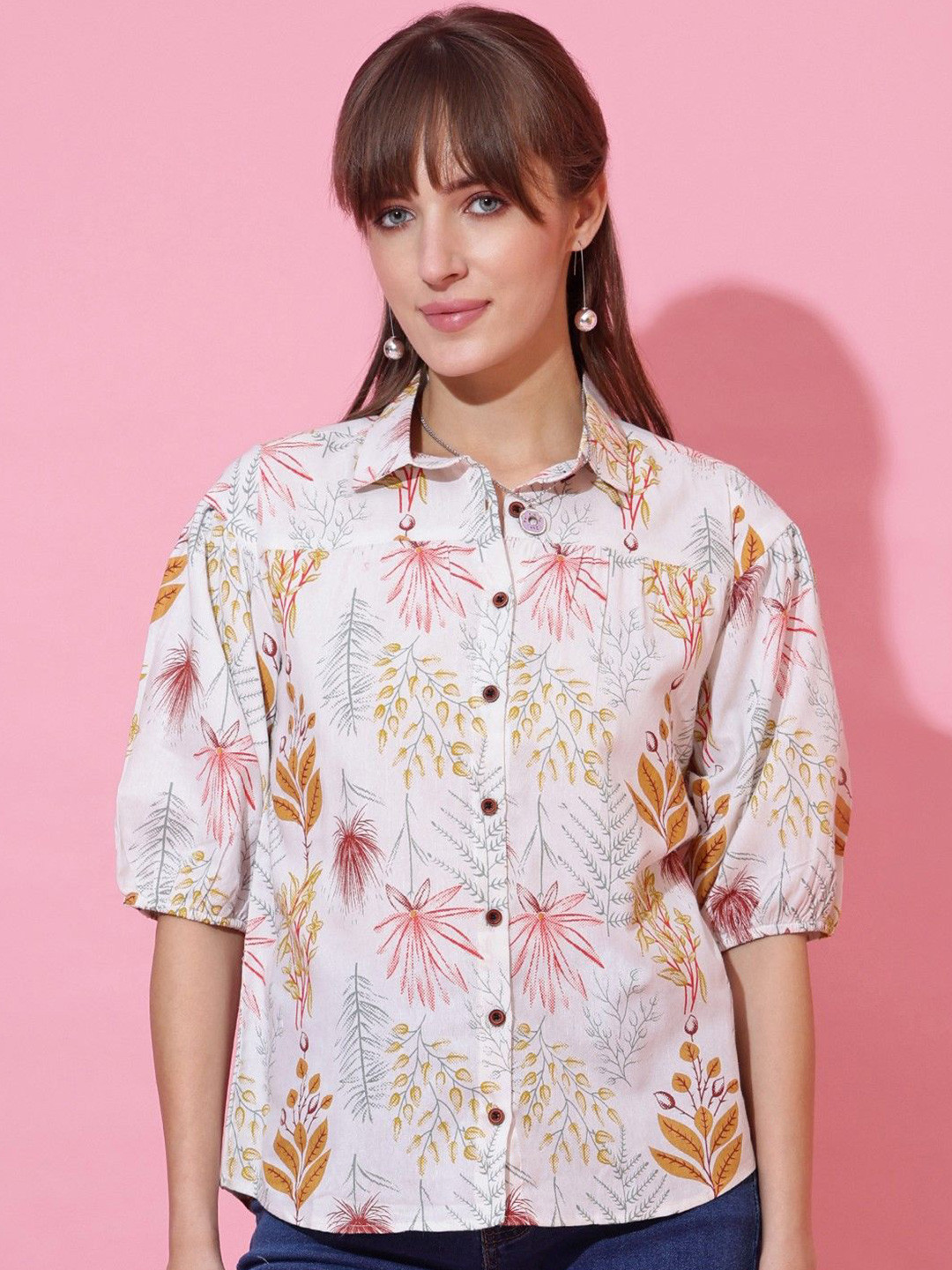 SHEETAL Associates Women Modern Fit Floral Printed Spread Collar Cotton Casual Shirt