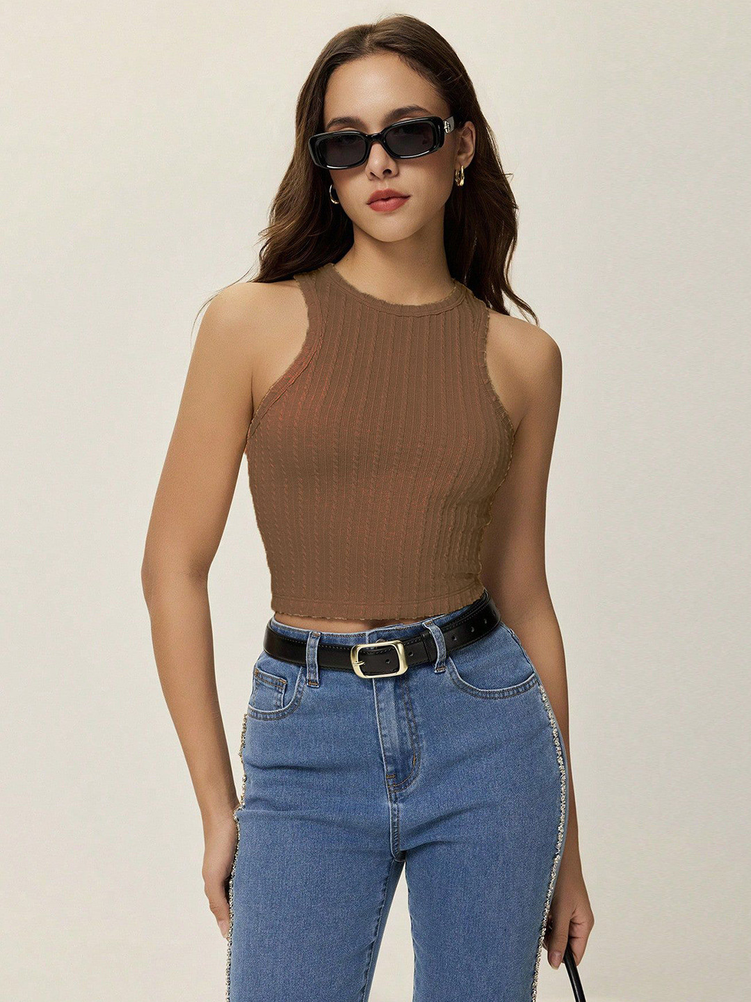 RAHI TRENDZ Women Round Neck Tank Crop Top