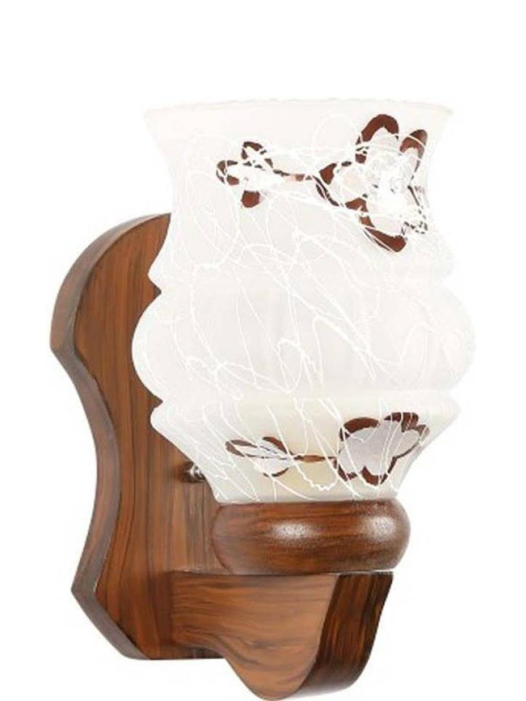 Somil Premium Designer Glass  Wall / Night  Lamp  Elegant  & Stylish Dcor Accent for Modern Interiors, color, Brown, White, Size:- 20.5 X 26.5 X 31 CM
