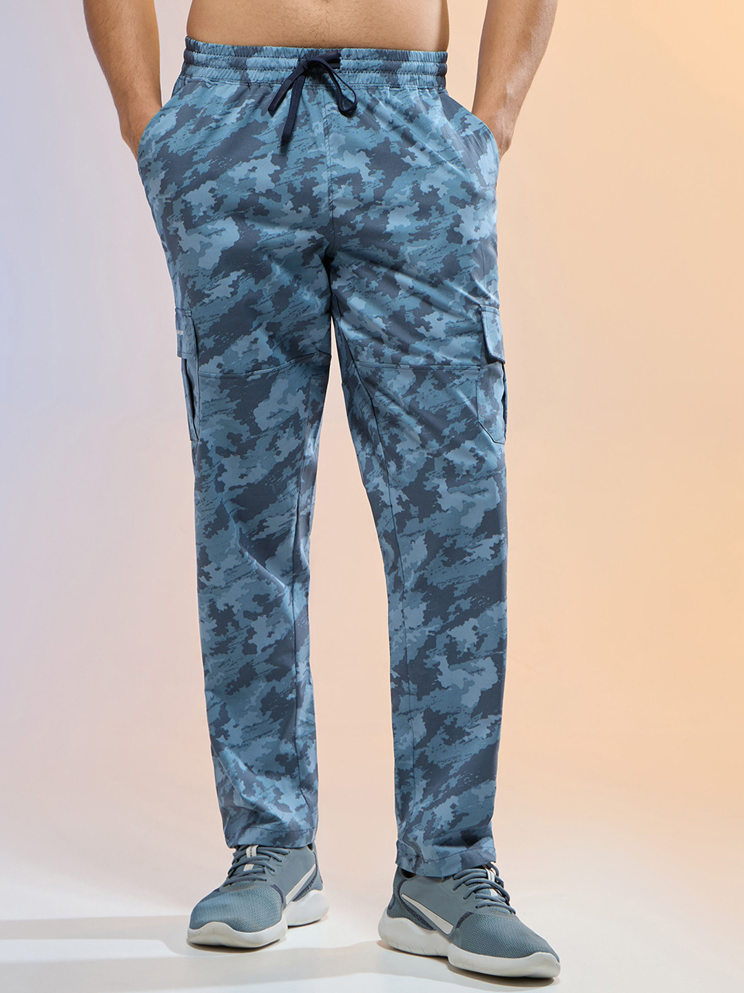 Technosport Men Camouflage Printed Relaxed Straight Leg Straight Fit High-Rise Cargos