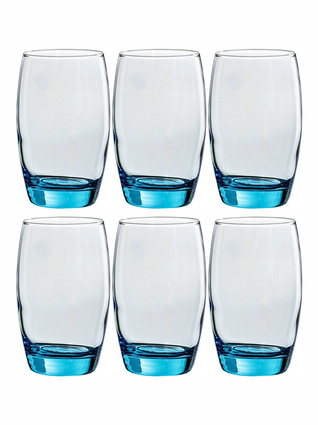 Luminarc Transparent & Blue 6 Pieces Color Glass Water Glasses-350ml Each