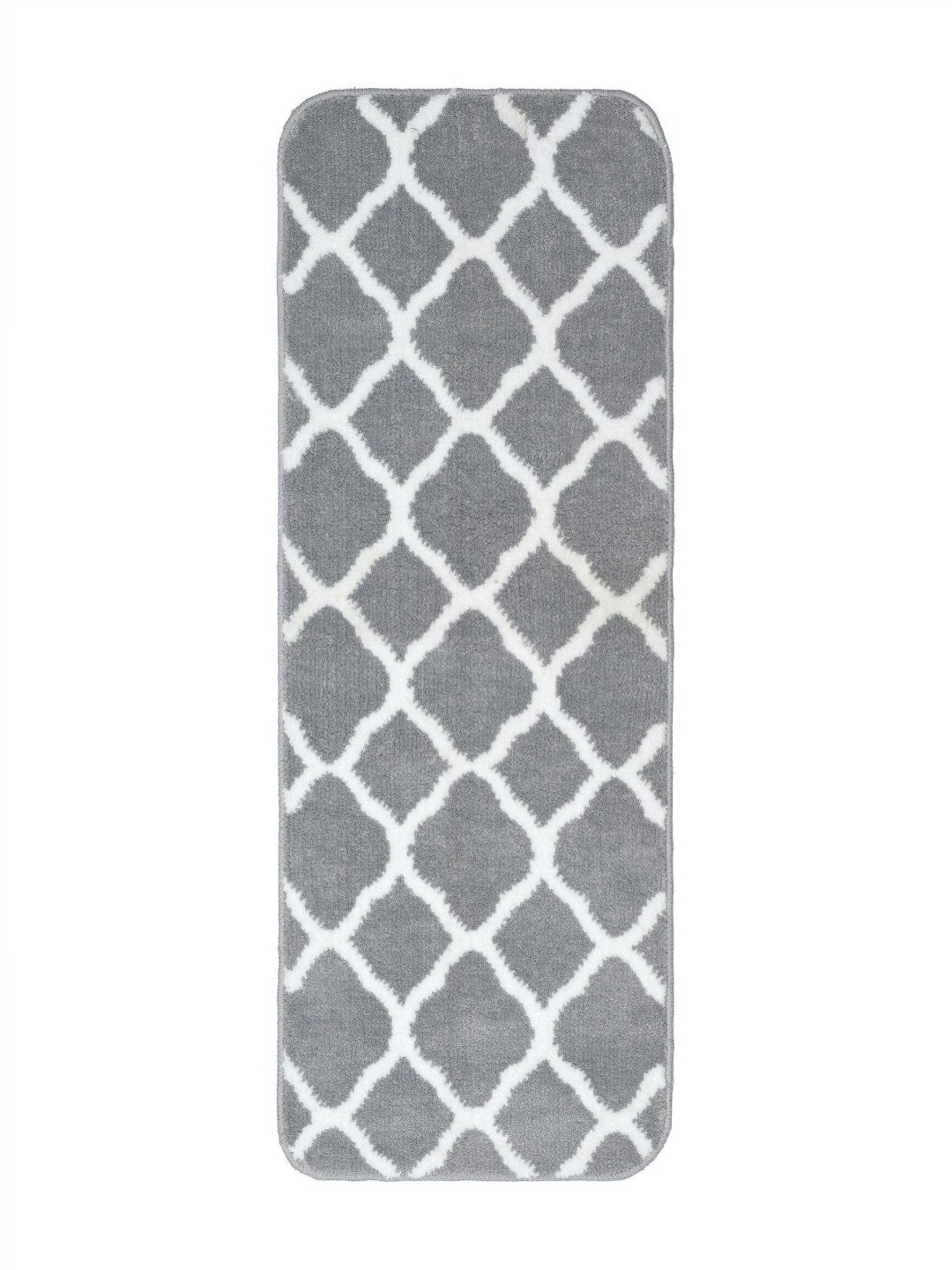 Saral Home Grey & White Printed Tangier Anti-Slip Multipurpose Floor Runner