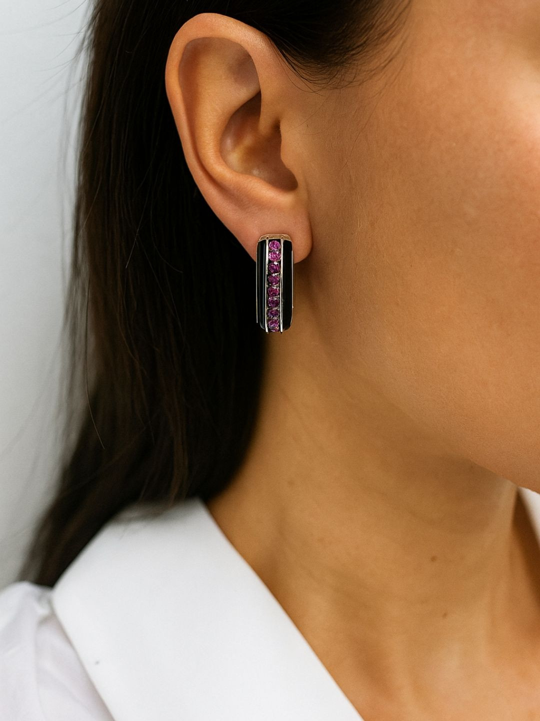 The Jewellery Tale Stainless Steel Gold Plated Stones Studded Square Hoop Earrings