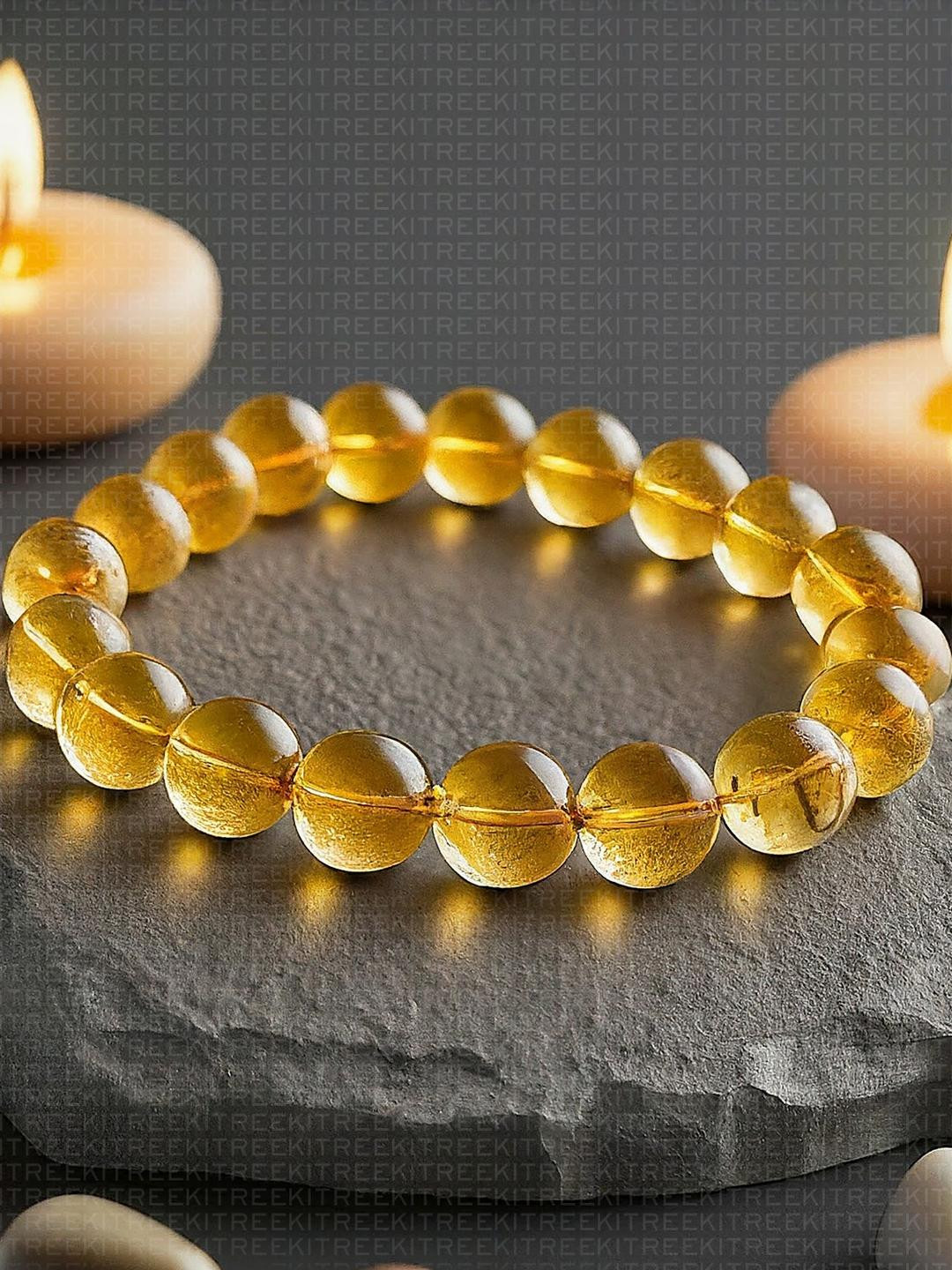 KITREE Unisex Citrine Yellow Crystal Elastic Bracelet