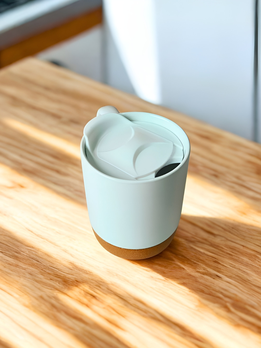 THE HOME CO. White & Brown Creamic Mug With Cork Base 300 ml