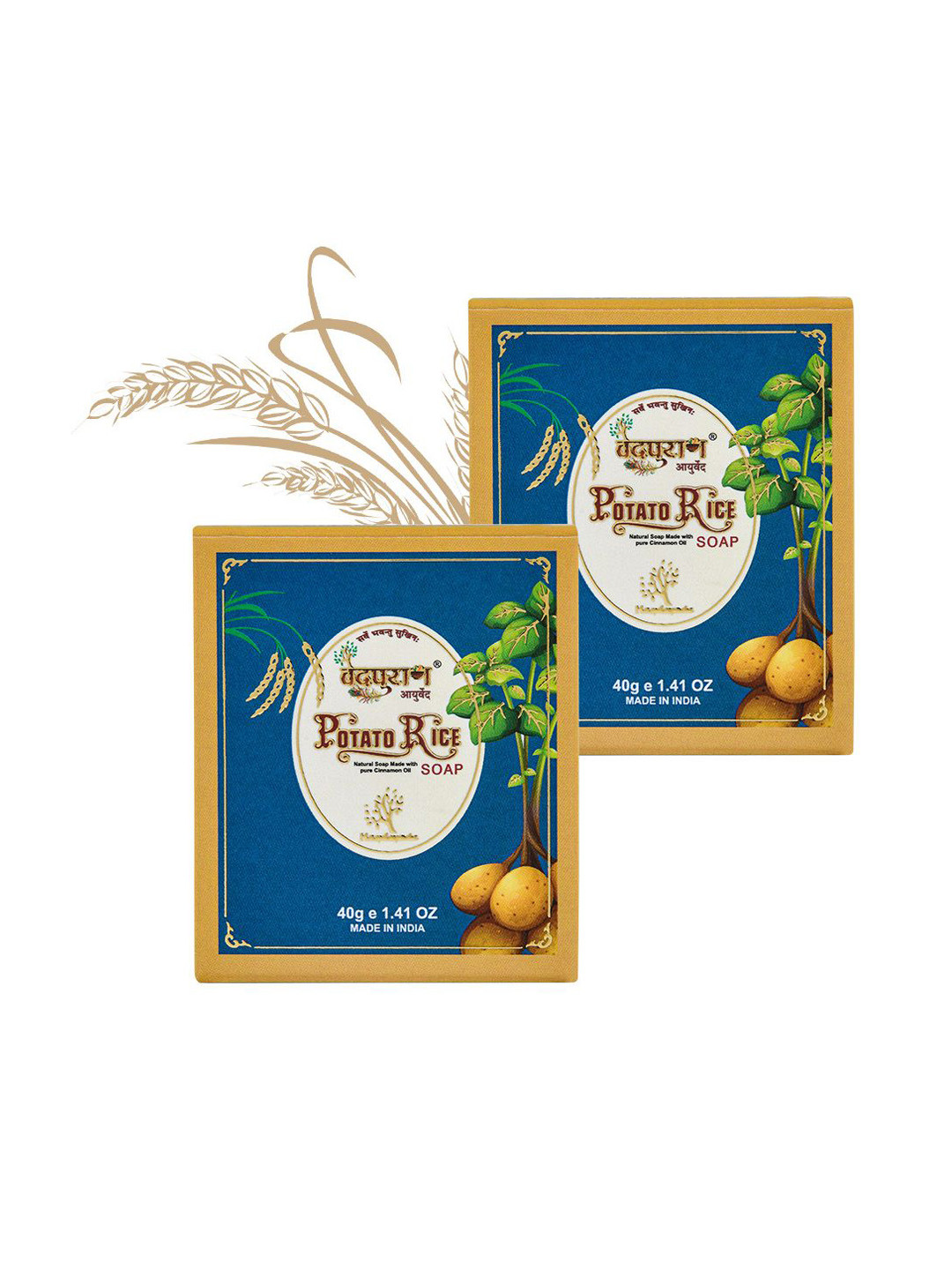VEDPURAN Set Of 2 Potato Rice Soap With Mango Butter - 40 g Each
