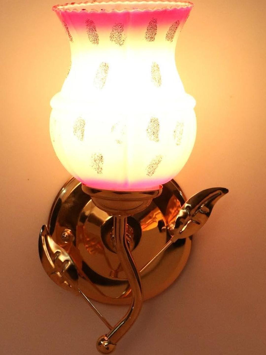 Somil Premium Designer Glass  Wall / Night  Lamp  Elegant  & Stylish Dcor Accent for Modern Interiors, color, Rose, Pink, Jari, Size:- 19.5 X 17.5 X 28 CM