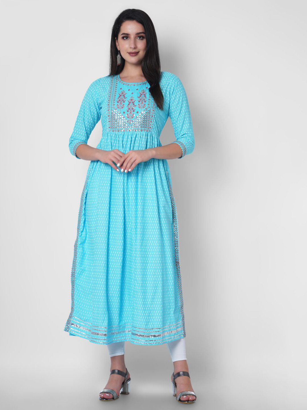 MANI EXPORTS Women Floral Printed Daily Cotton Anarkali Kurta