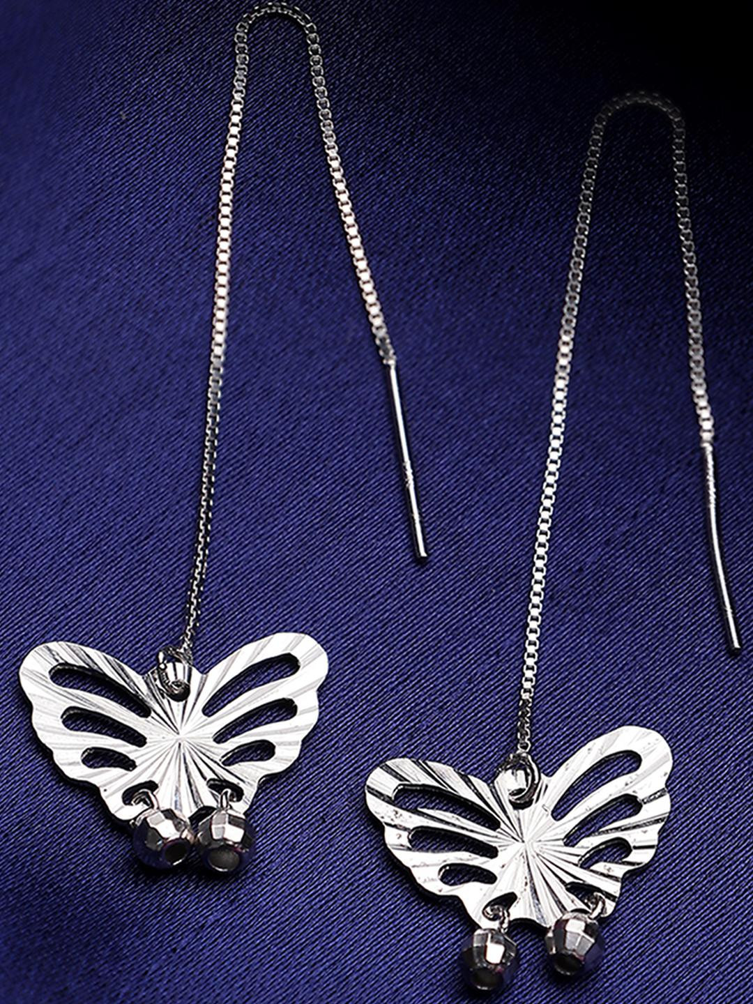 Beenth & Doneth Silver Butterfly Drop Earrings