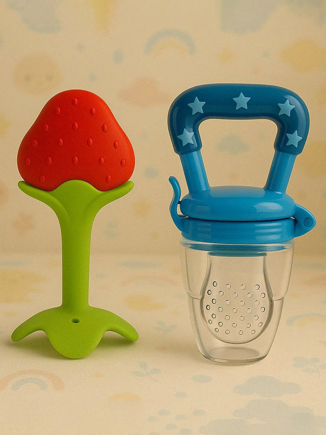 NeonateCare Infants Set Of 2 BPA Free Silicone Teether & Fruit Feeder