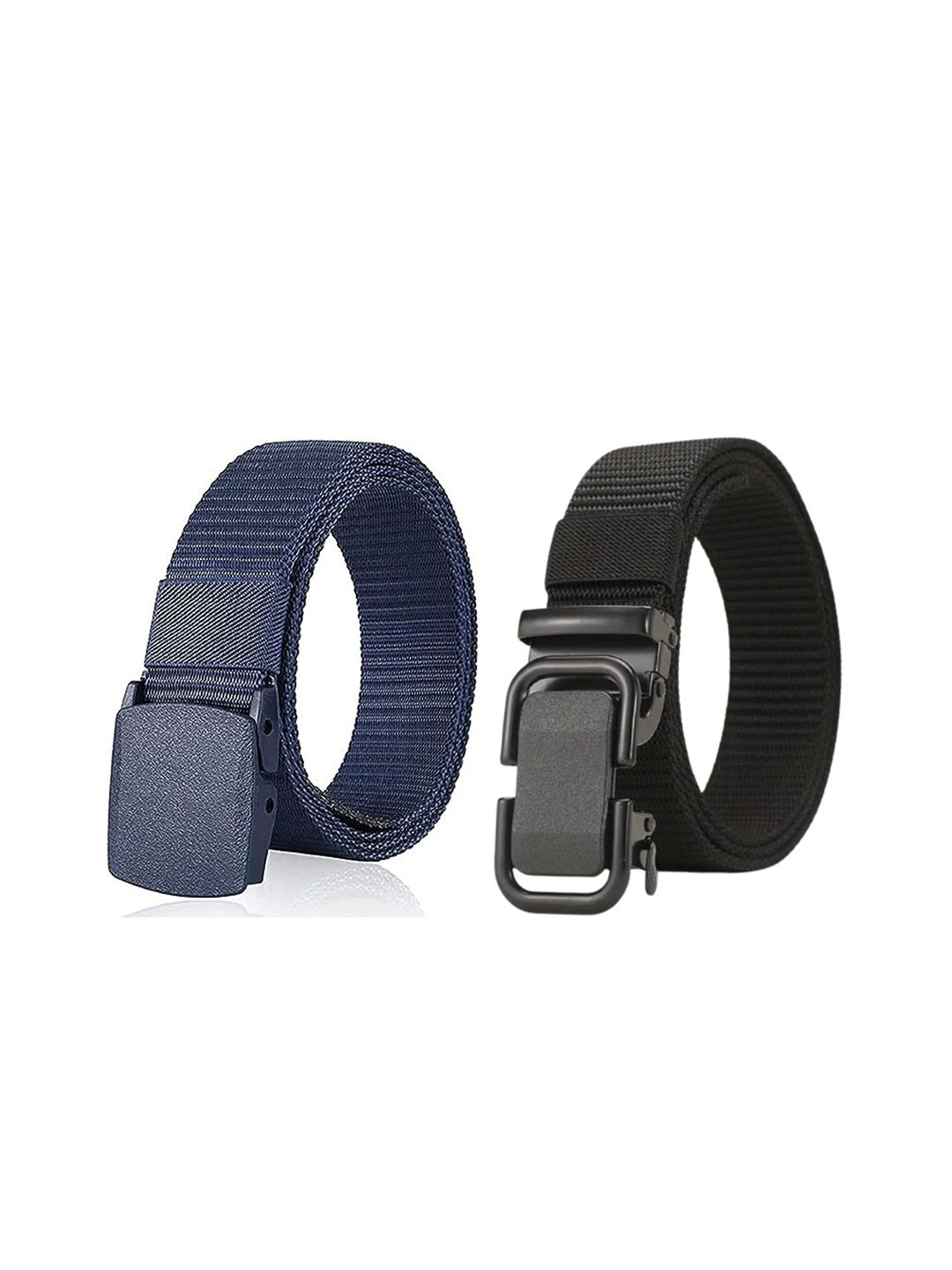 Niddleman  Pack of 2 Men Textured Slider Buckle Canvas Belt