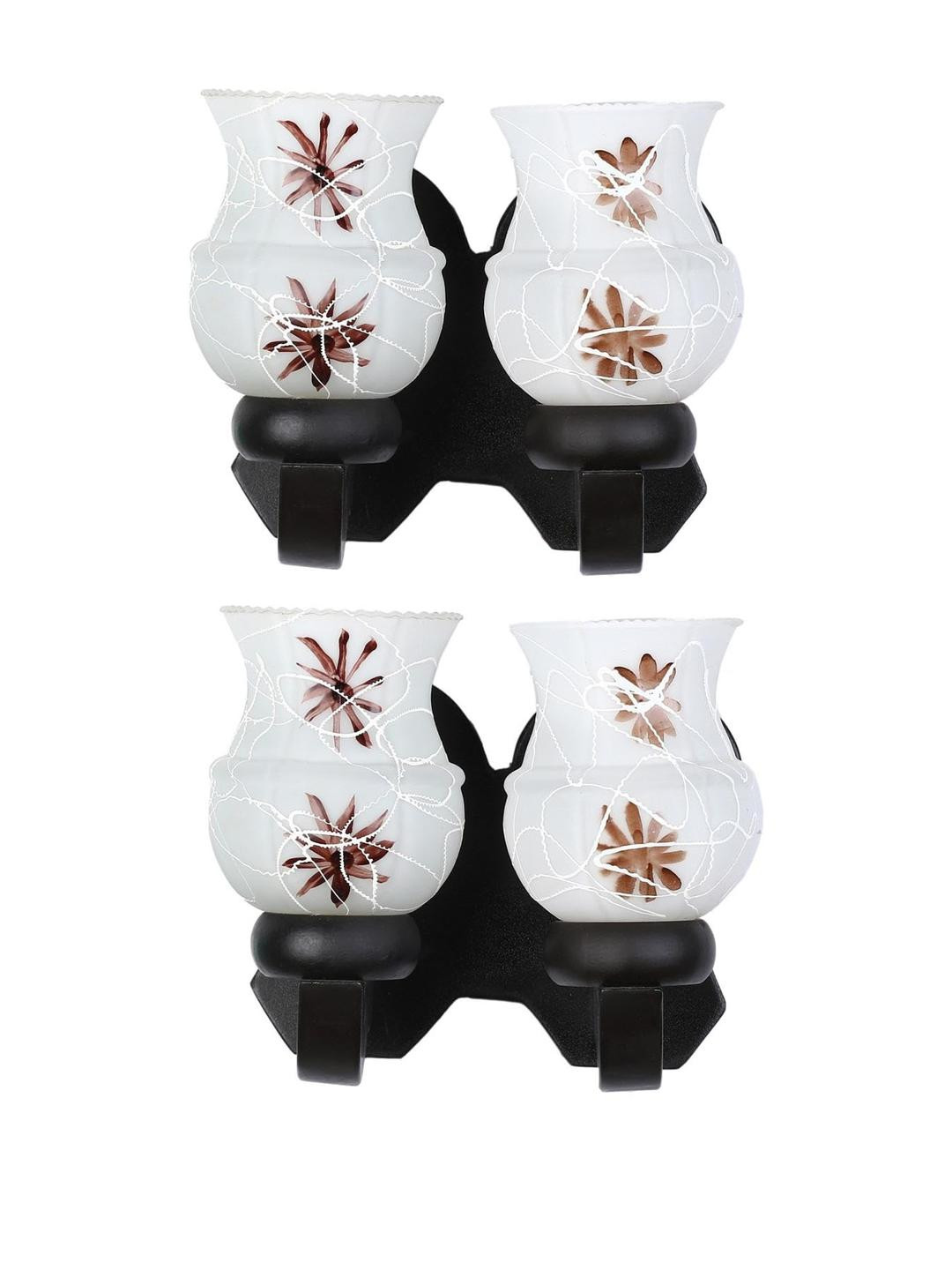 Somil Premium Designer Glass Wall / Night Lamp  Elegant & Stylish Dcor Accent for Modern Interiors, color- White, Brown, Size, 28.5 X 23.5 X 28.5 CM